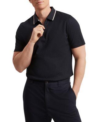 Cophen T Texture Zip Neck Polo Shirt by TED BAKER