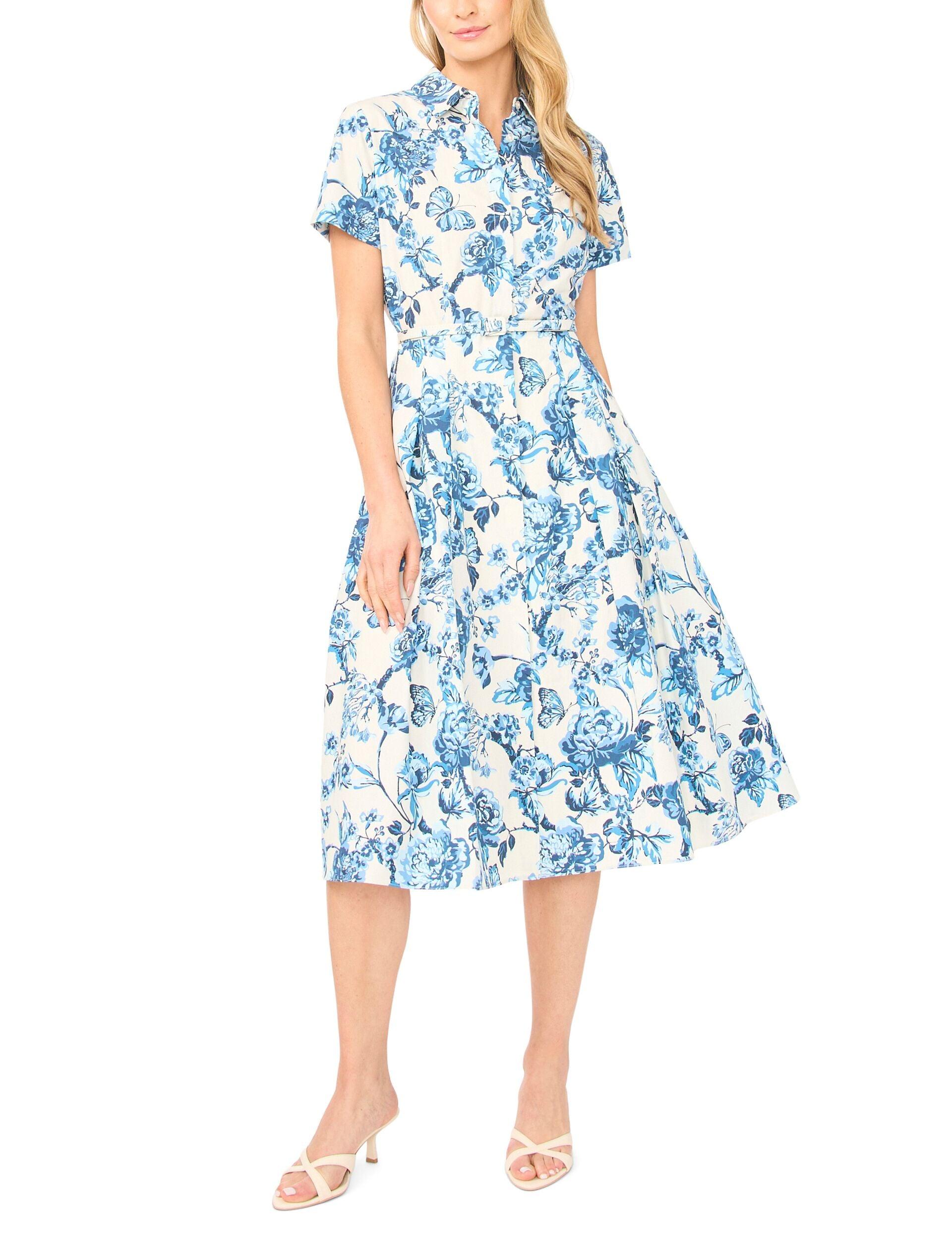 Cotton Floral Belted Midi Shirt Dress by TED BAKER