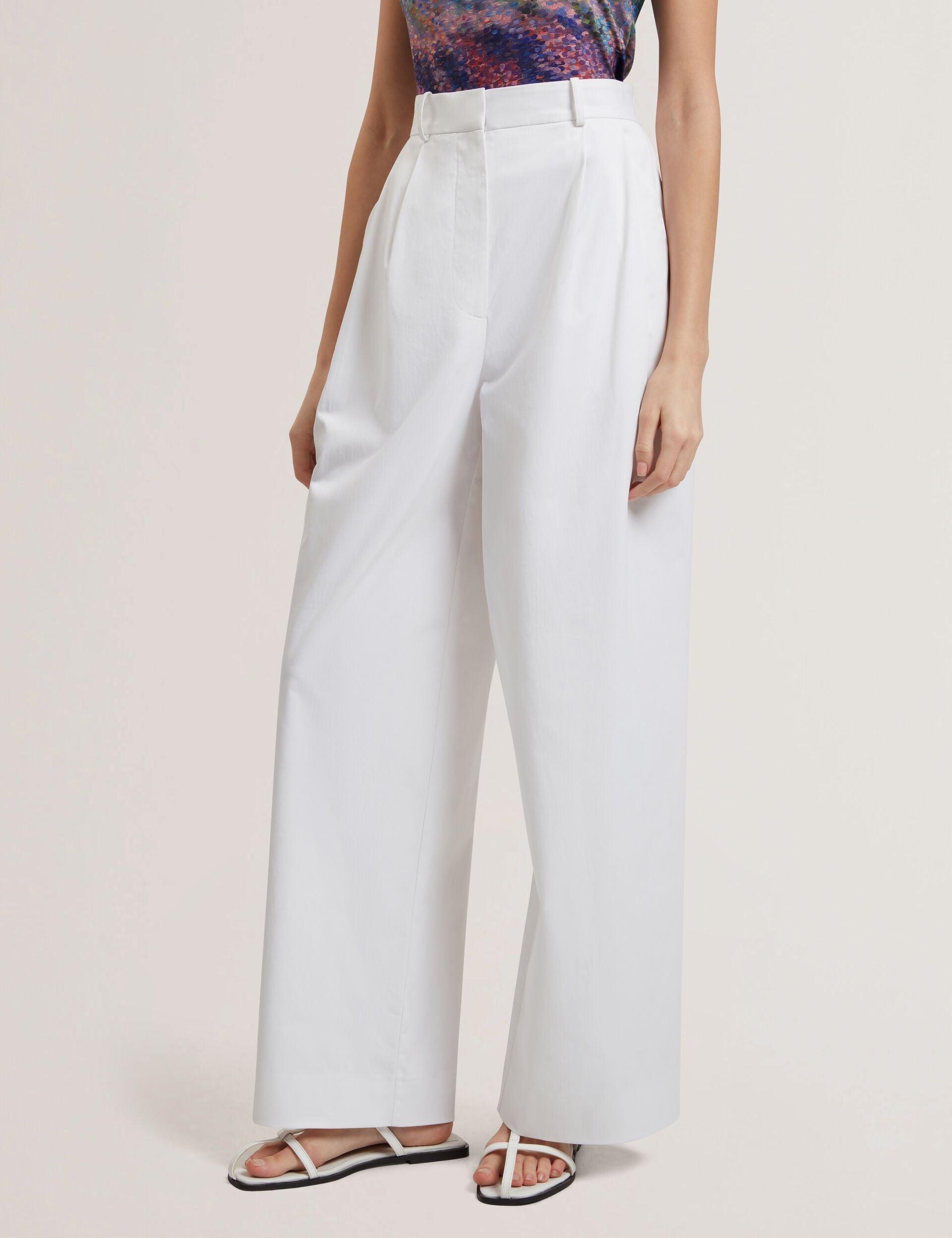Cotton Pleated Front Wide Leg Trousers by TED BAKER