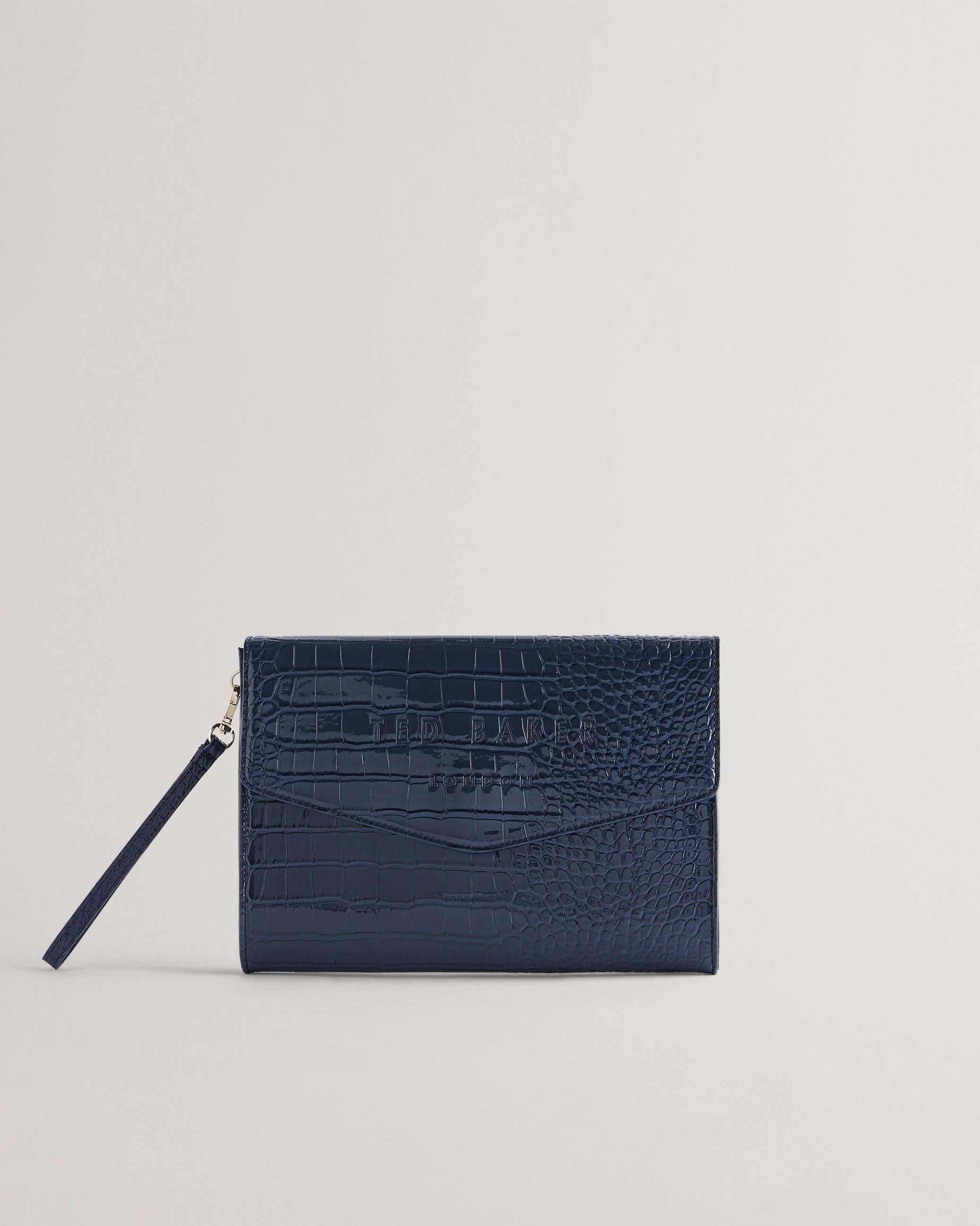 Croc Effect Envelope Pouch - CROCEY - Dark Blue by TED BAKER