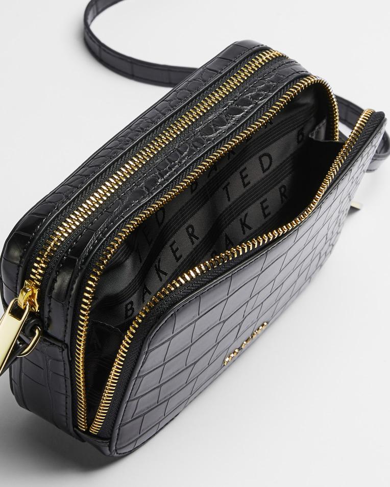 Croc Effect Mini Camera Bag - STINA - Black by TED BAKER