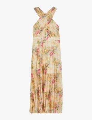 Cross-front pleated woven midi dress by TED BAKER