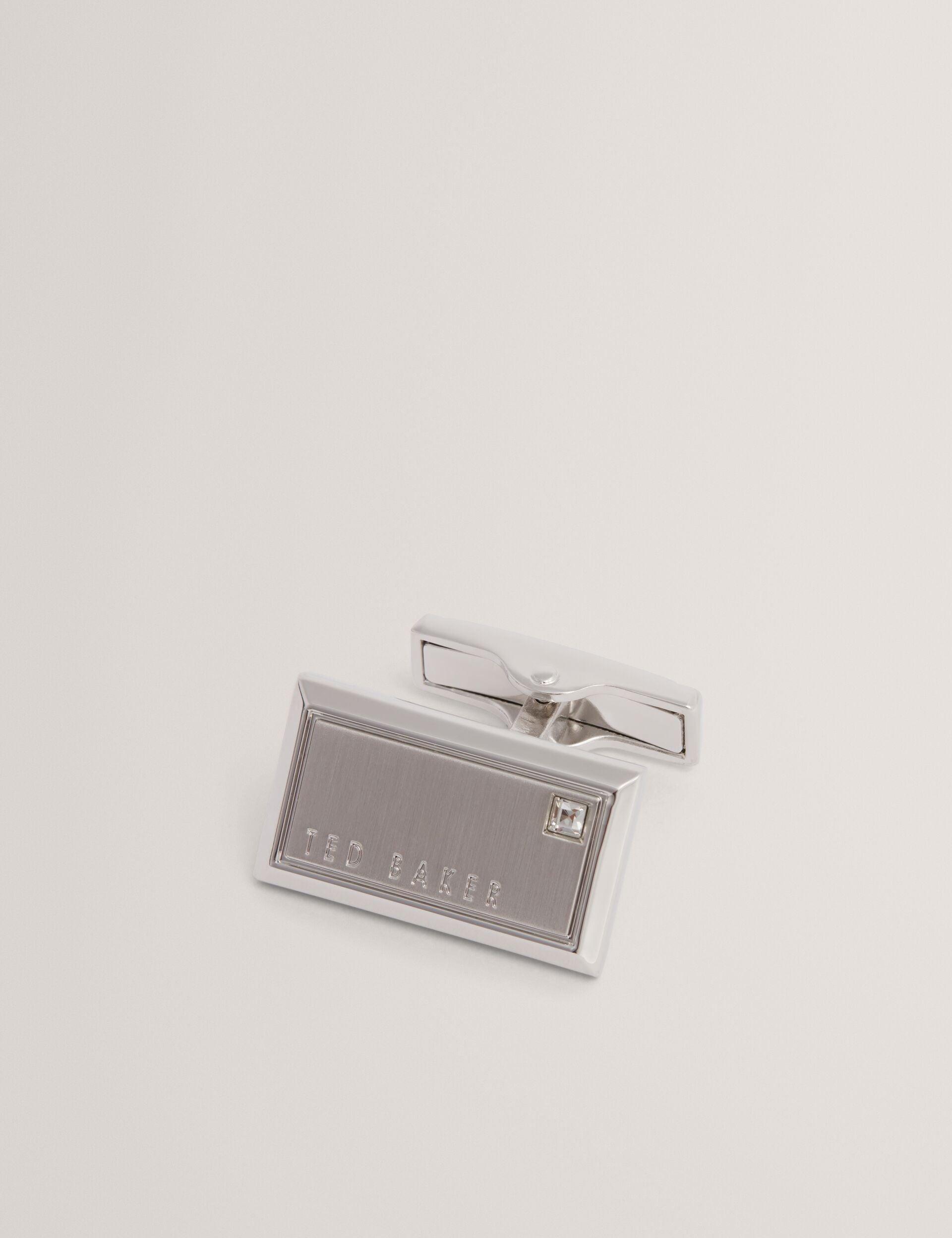 Crystal Detail Brushed Metal Cufflinks by TED BAKER