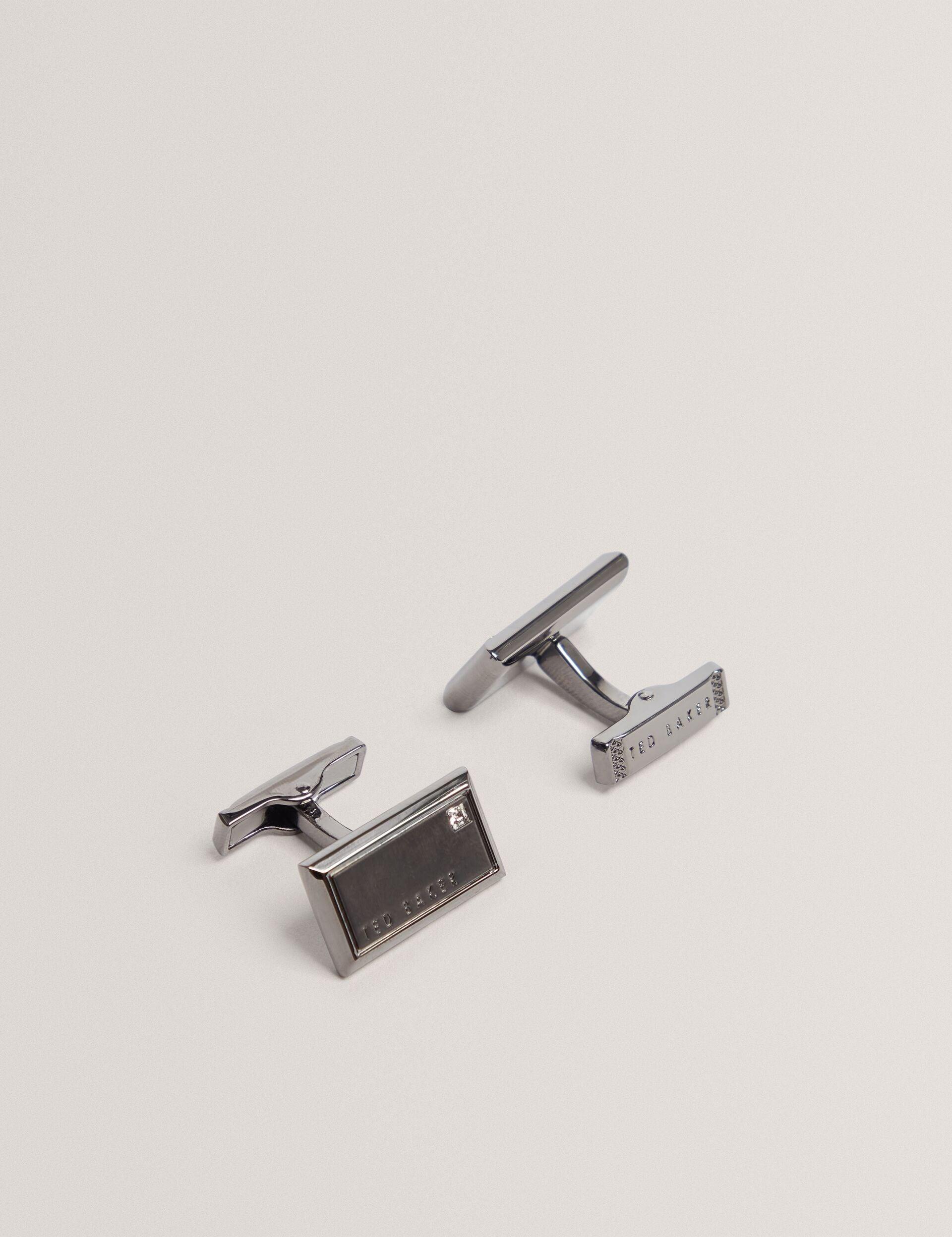Crystal Detail Brushed Metal Cufflinks by TED BAKER