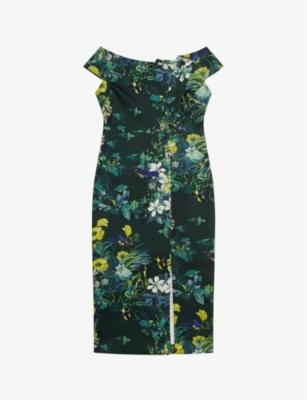 Divena Bardot Floral-print Stretch-woven Midi Dress By Ted Baker 