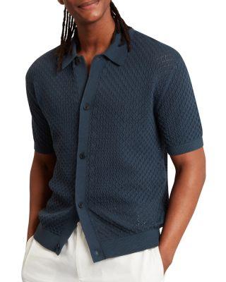 Domati Relaxed Fit Diamond Crochet Polo Shirt by TED BAKER