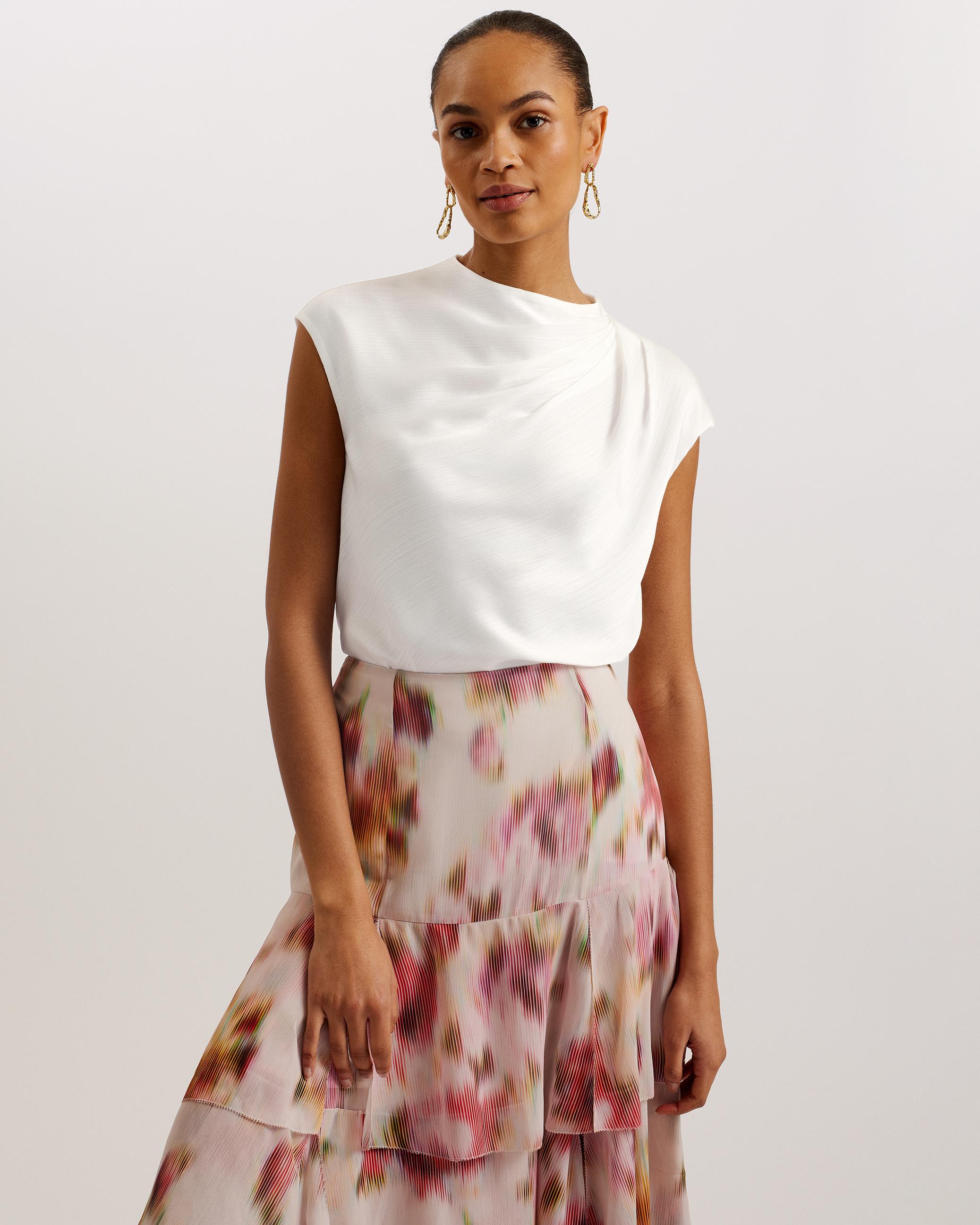 Draped Neck Woven Top - MISRINA - Ivory by TED BAKER Draped Neck Woven Top - MISRINA - Ivory by TED BAKER