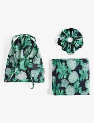 Ednarr beach hydrangea-print cotton sarong and scrunchy set by TED BAKER