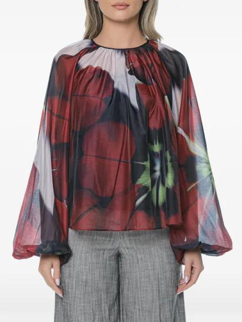 Elaia floral-print puff-sleeve blouse by TED BAKER