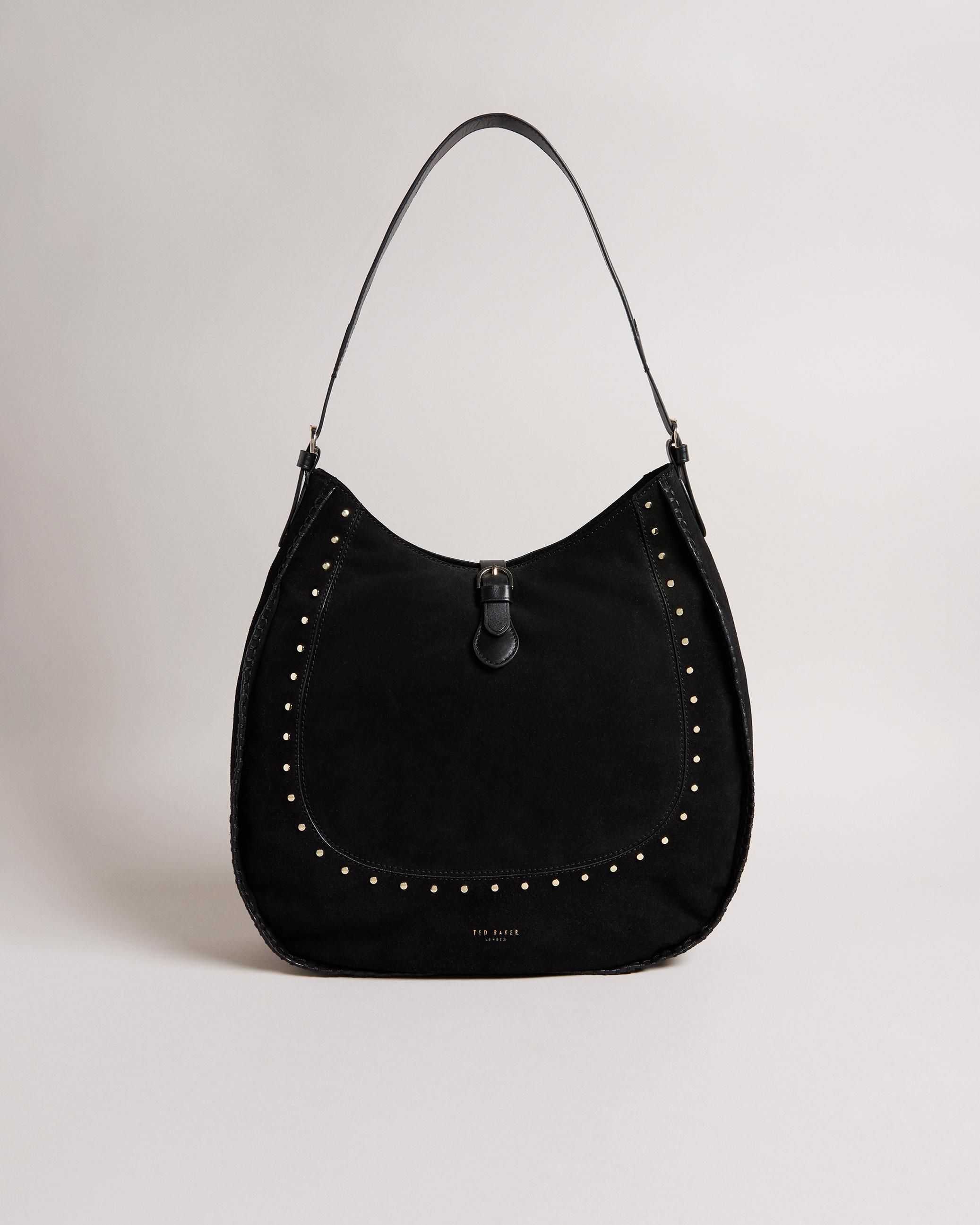 Elevated Suede Studded Hobo Bag - KALRINA - Black by TED BAKER Elevated Suede Studded Hobo Bag - KALRINA - Black by TED BAKER