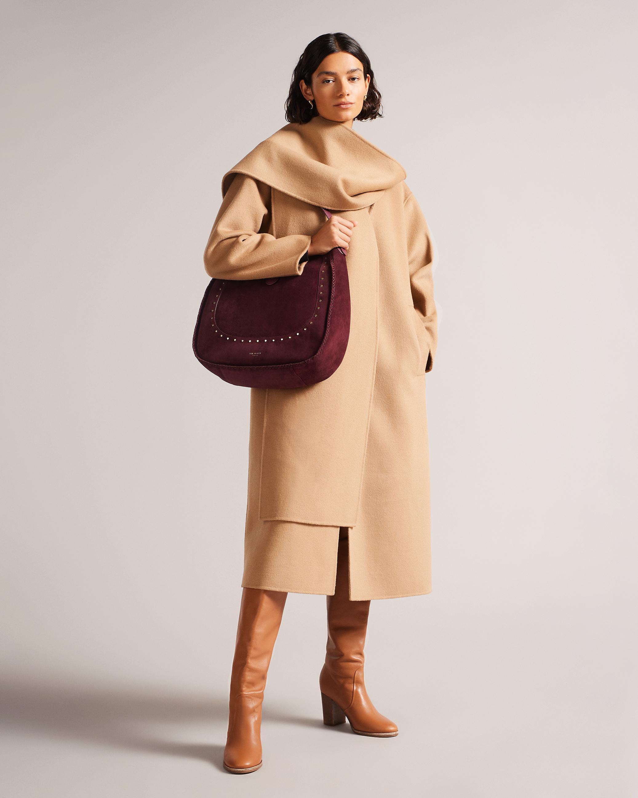 Elevated Suede Studded Hobo Bag - KALRINA - Deep Purple by TED BAKER Elevated Suede Studded Hobo Bag - KALRINA - Deep Purple by TED BAKER