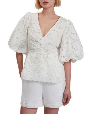 Ellari Tie Front Balloon Sleeve Top by TED BAKER