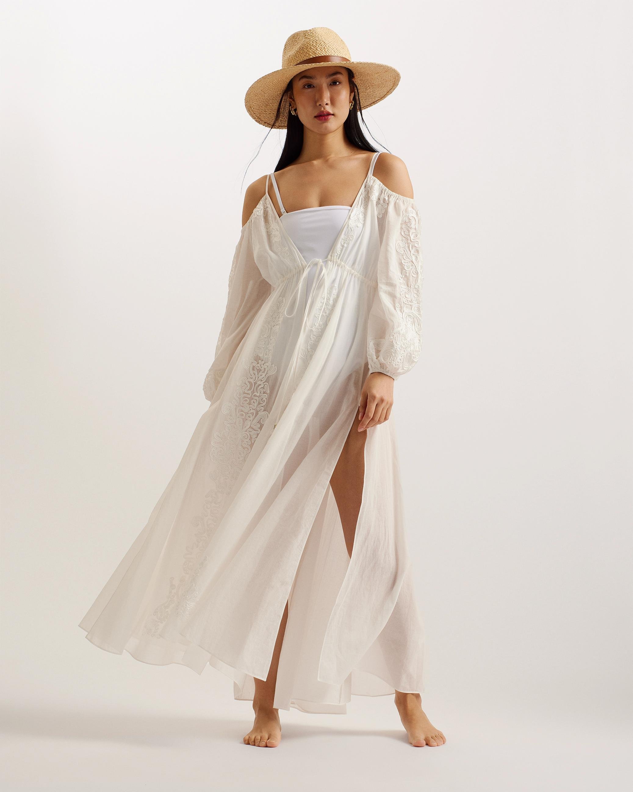 Embroidered Cold Shoulder Maxi Cover Up - DAESEEY - Ivory by TED BAKER