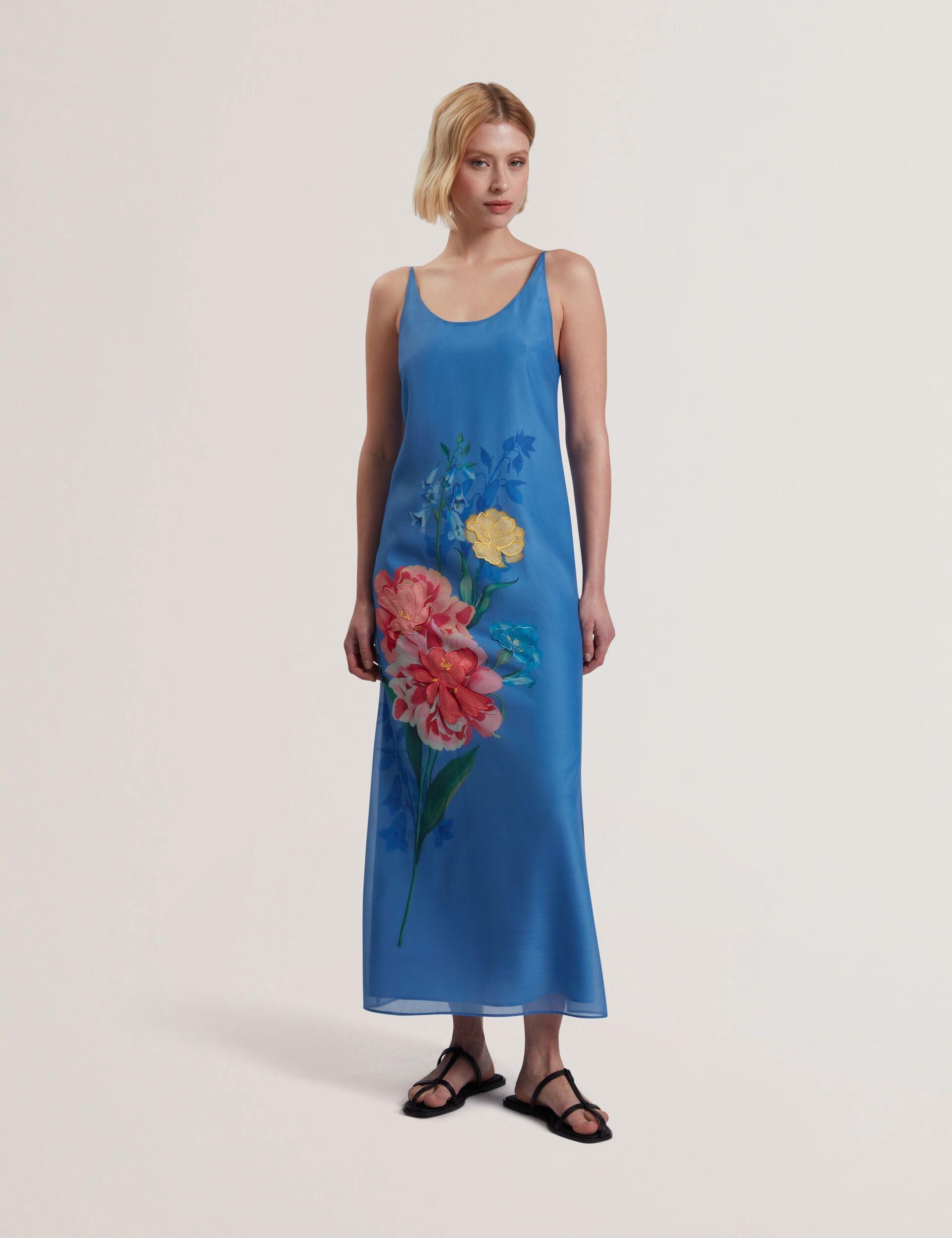 FAYDA - Floral detail organza sleeveless midi dress by TED BAKER FAYDA - Floral detail organza sleeveless midi dress by TED BAKER