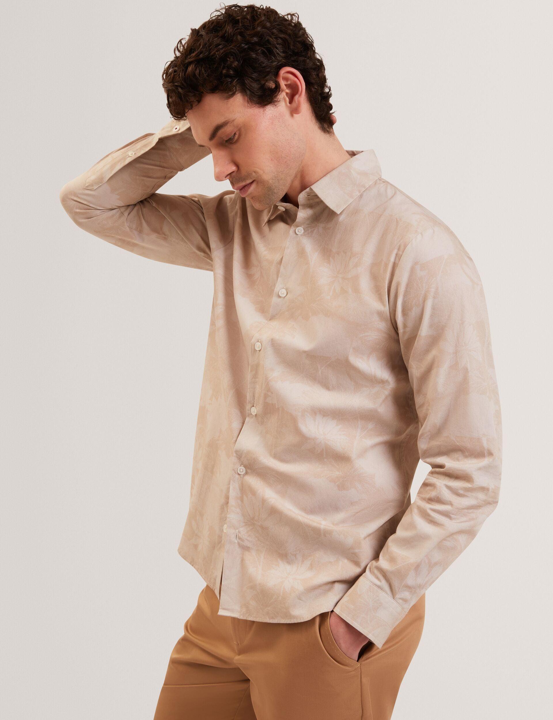 Faded Floral Cotton Long Sleeve Shirt by TED BAKER