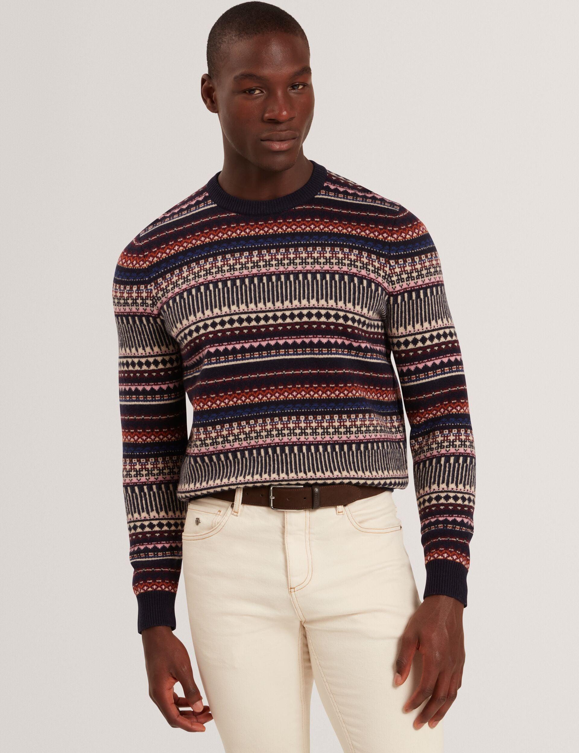 Fair Isle Crew Neck Wool Sweater by TED BAKER