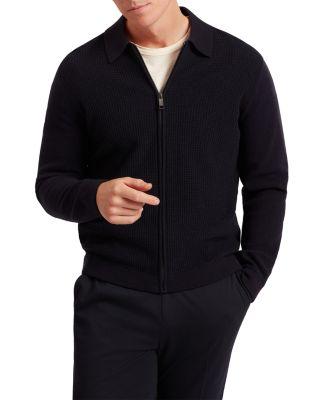 Fenrys Waffle Stitch Zip Sweater Jacket by TED BAKER