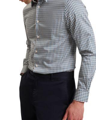 Firdawi Long Sleeve Slim Stripe Geo Shirt by TED BAKER