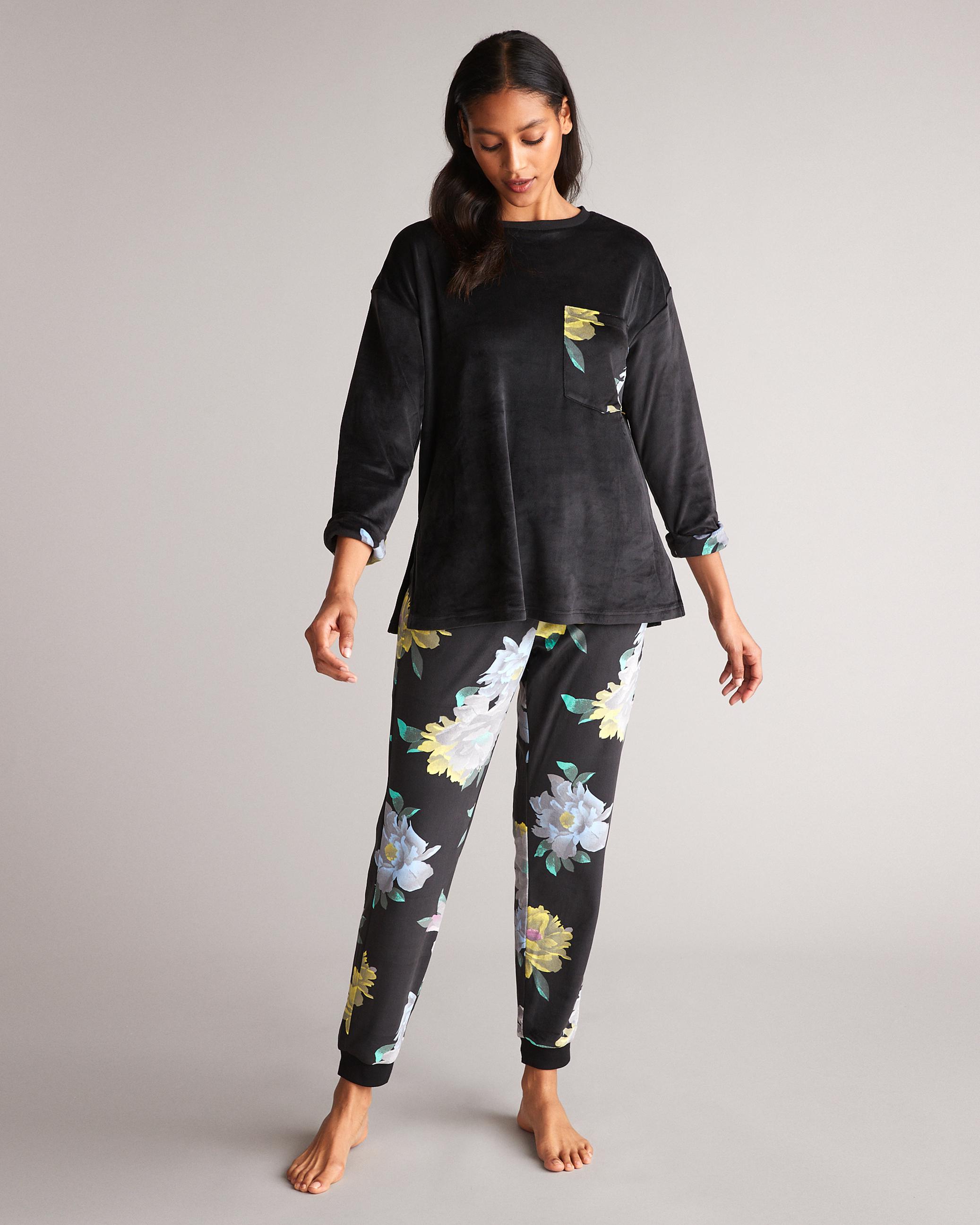 Floral Fleece Pyjama Set - DANIKI - Black by TED BAKER Floral Fleece Pyjama Set - DANIKI - Black by TED BAKER