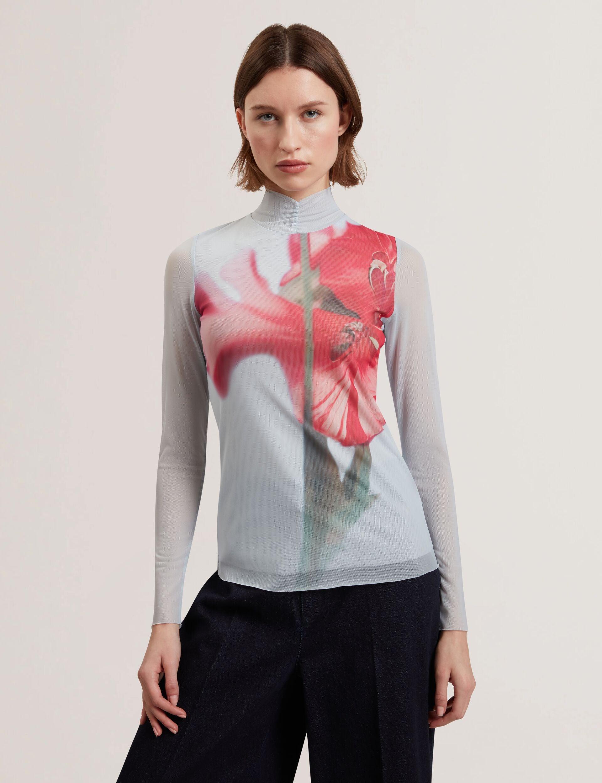 Floral High Neck Long Sleeve Mesh Top by TED BAKER