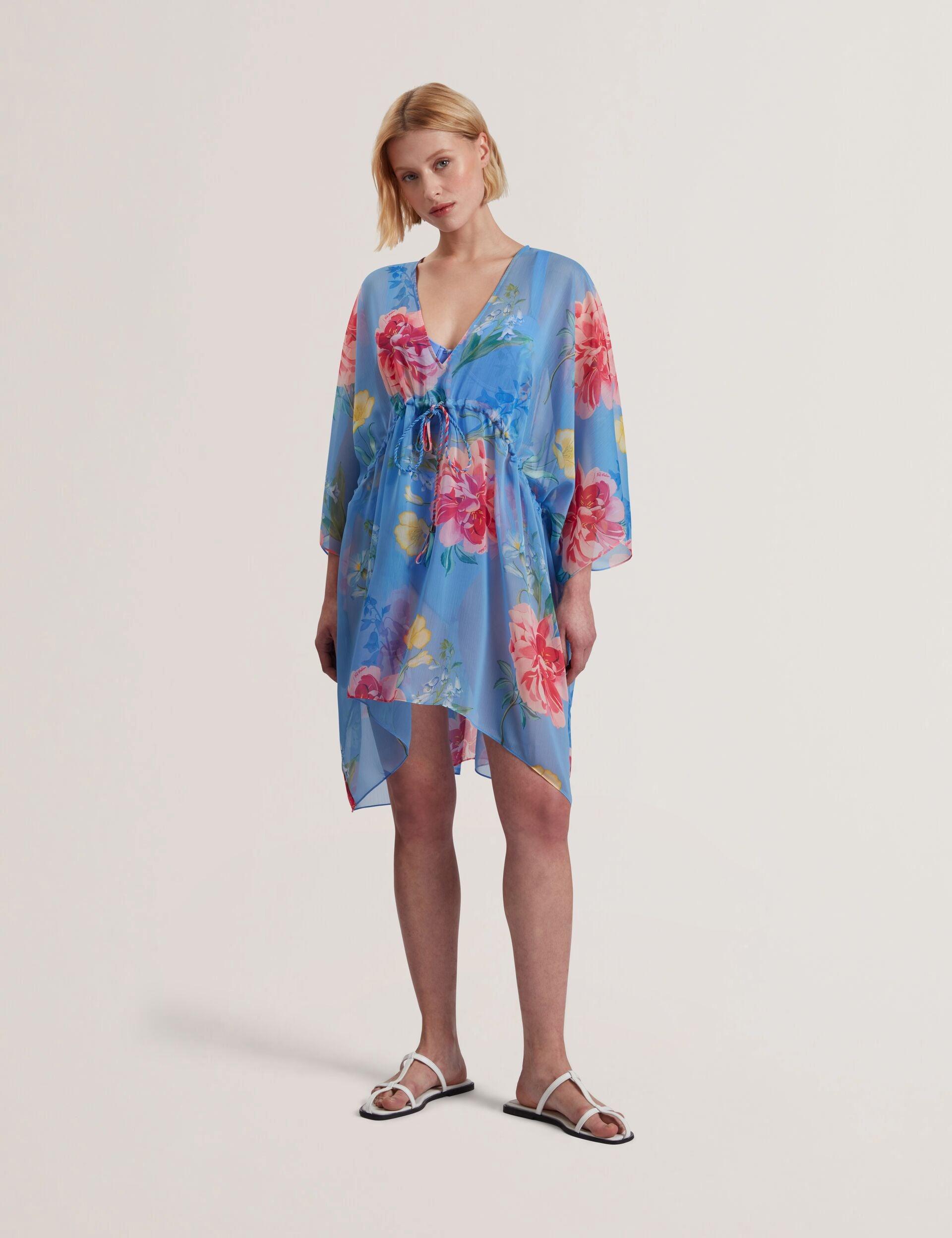 Floral Print Chiffon Mini Beach Kaftan by TED BAKER
