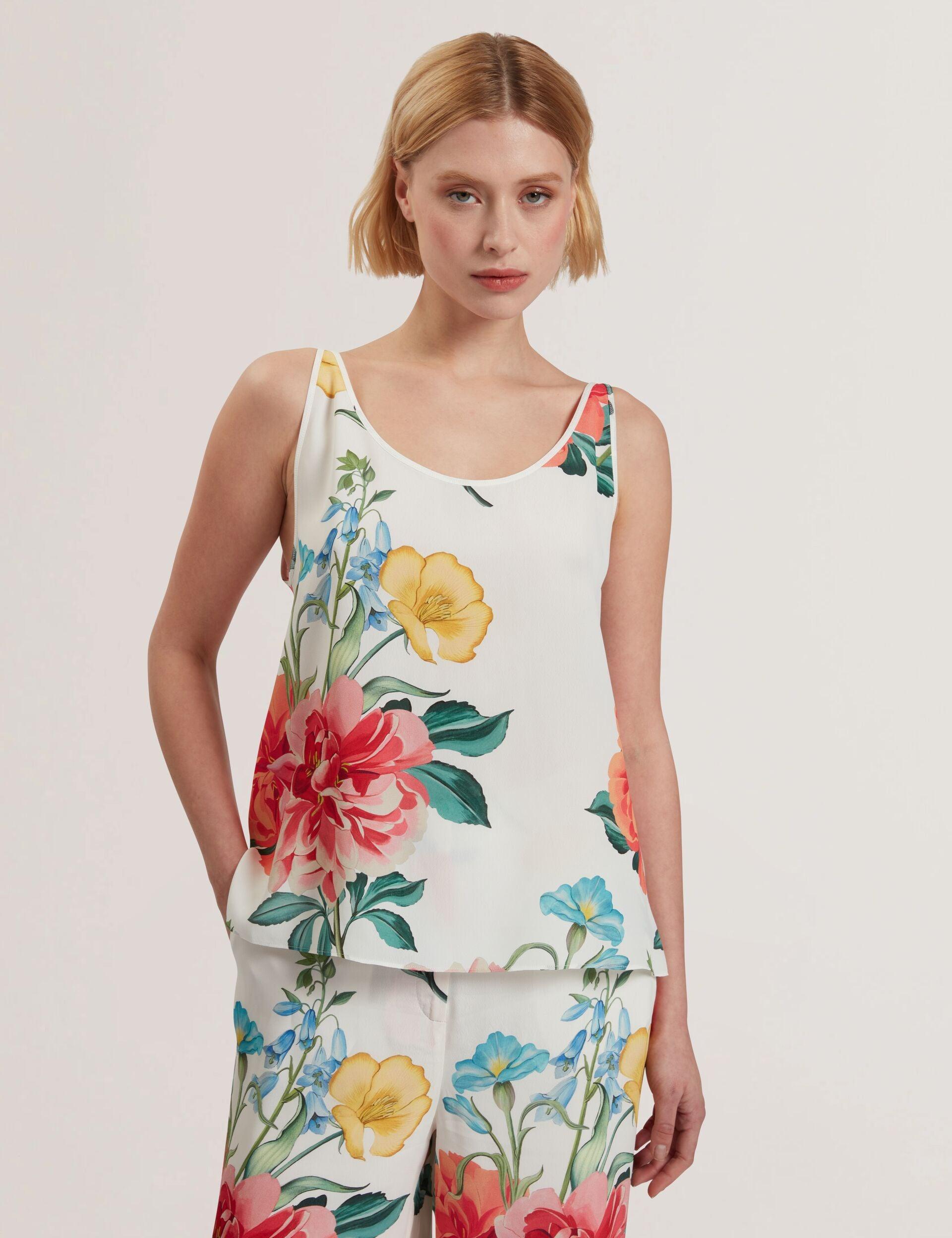 Floral Print Scoop Neck Sleeveless Top by TED BAKER
