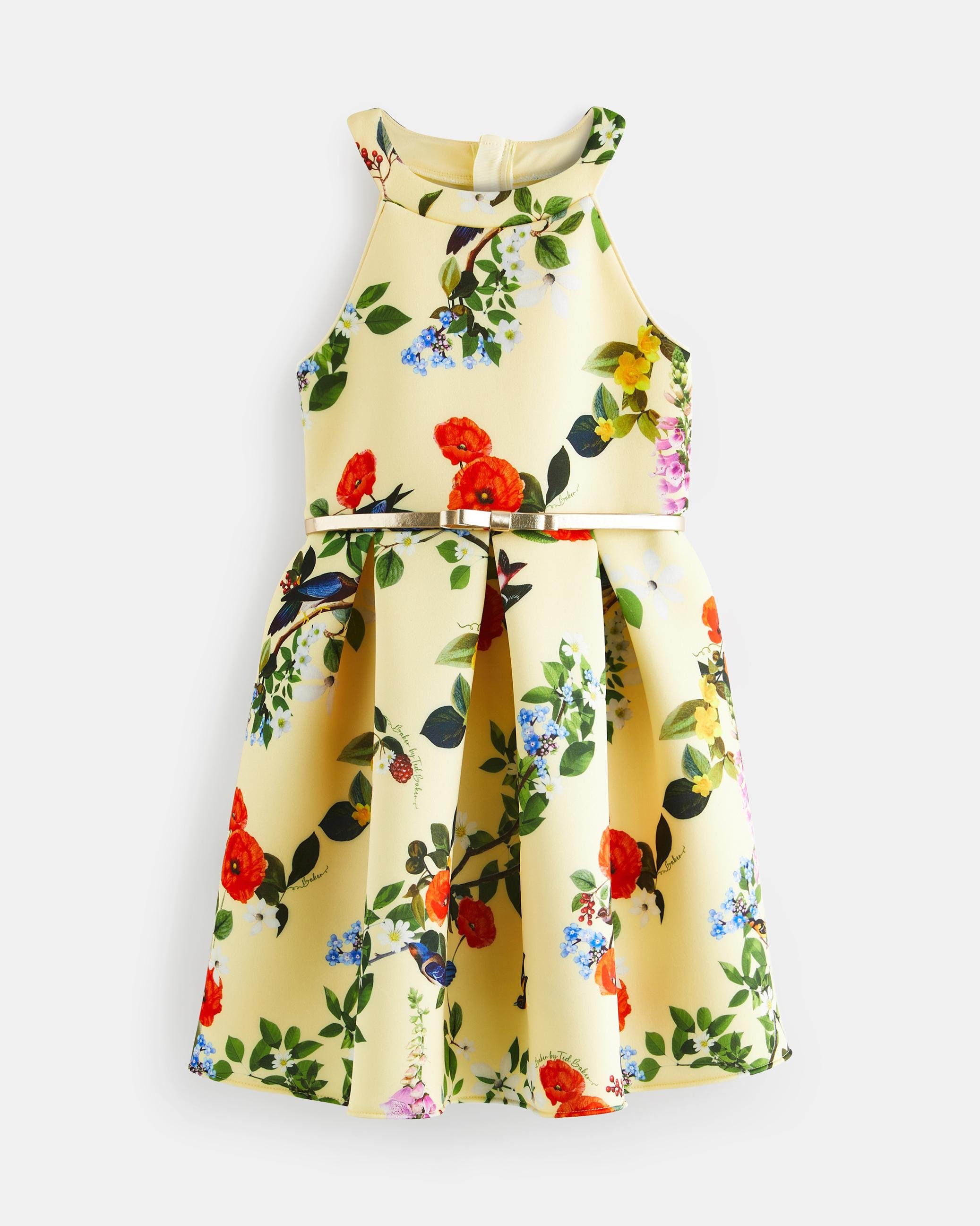 Floral Print Scuba Belted Dress - DAFFNYY - Yellow by TED BAKER