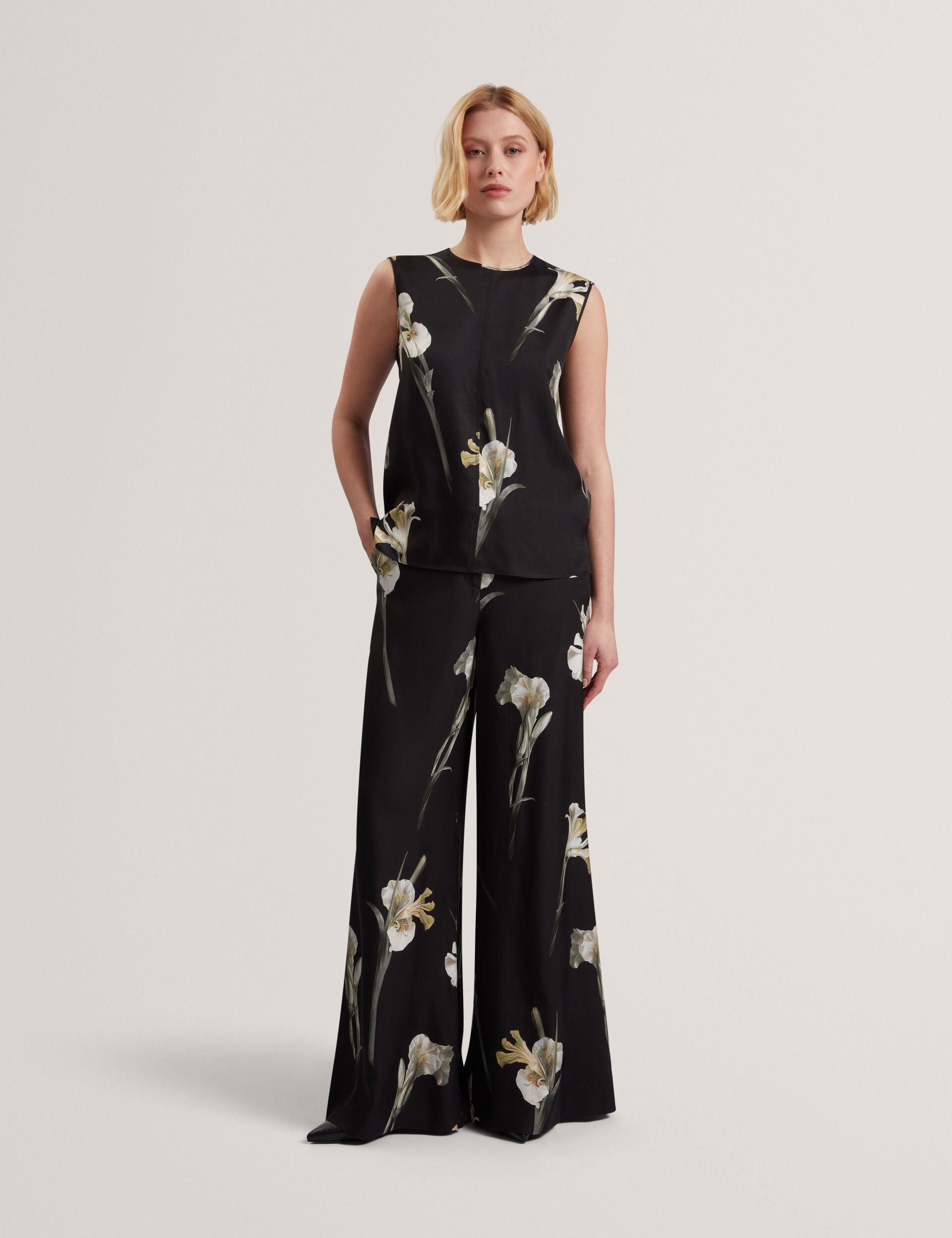 Floral Print Wide Leg Tailored Trousers by TED BAKER Floral Print Wide Leg Tailored Trousers by TED BAKER