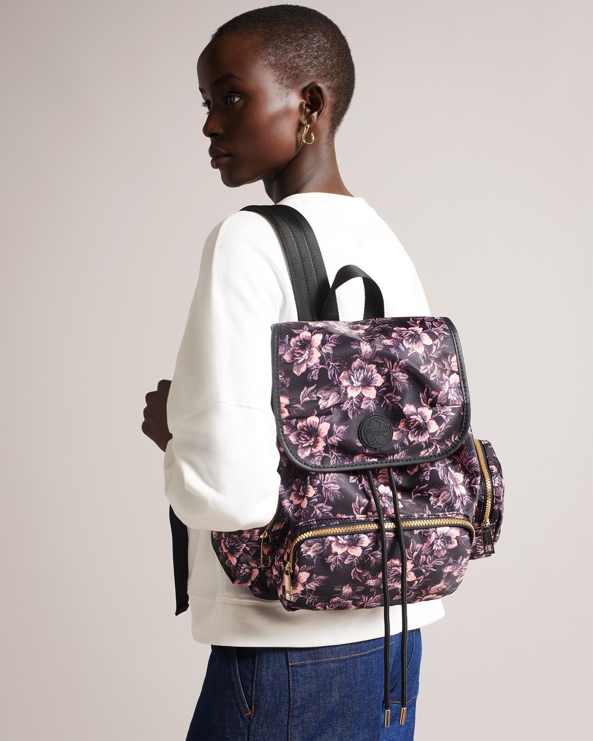 Floral Printed Backpack - OZANNI - Black by TED BAKER Floral Printed Backpack - OZANNI - Black by TED BAKER