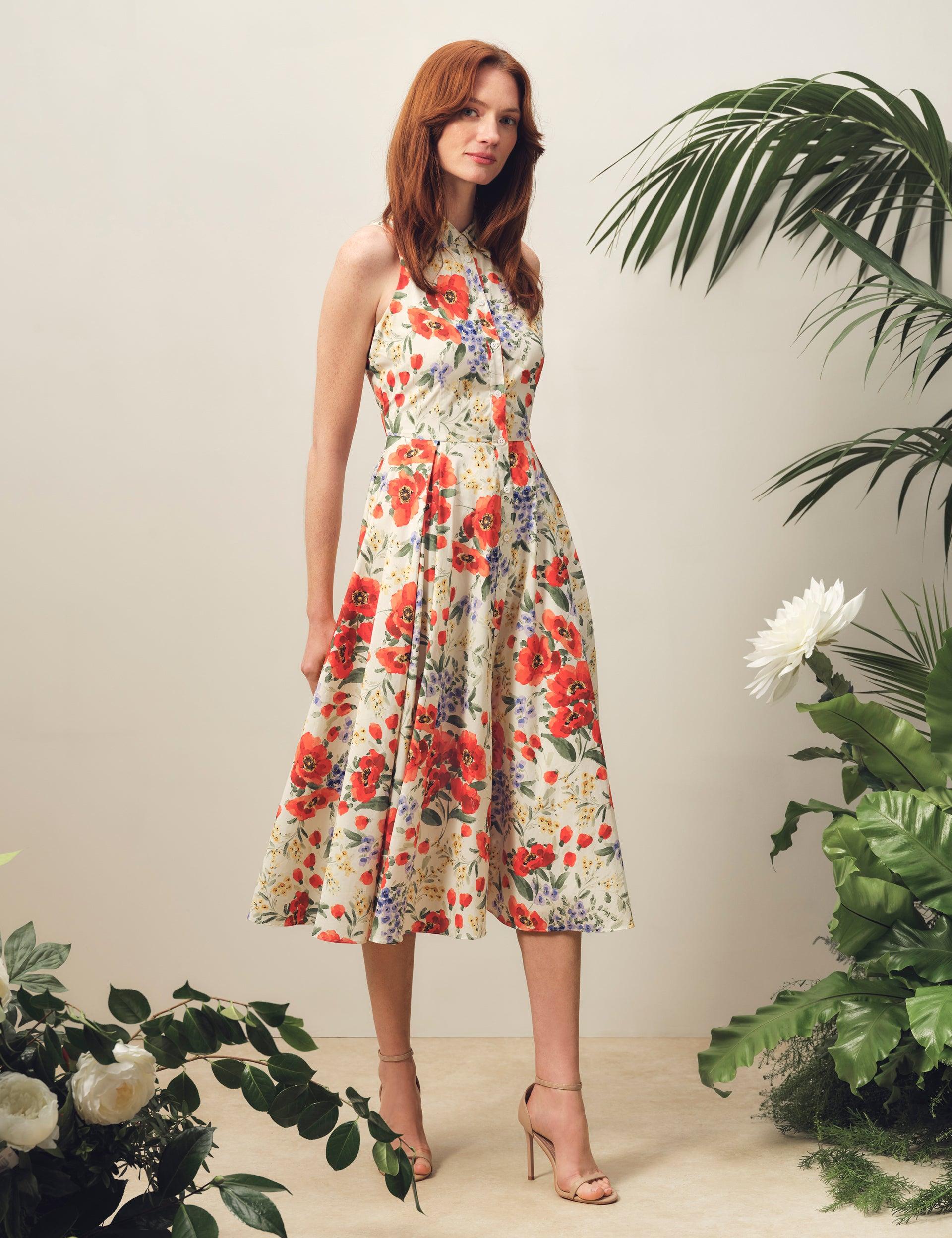 Floral Sleeveless Collared Midi Dress by TED BAKER