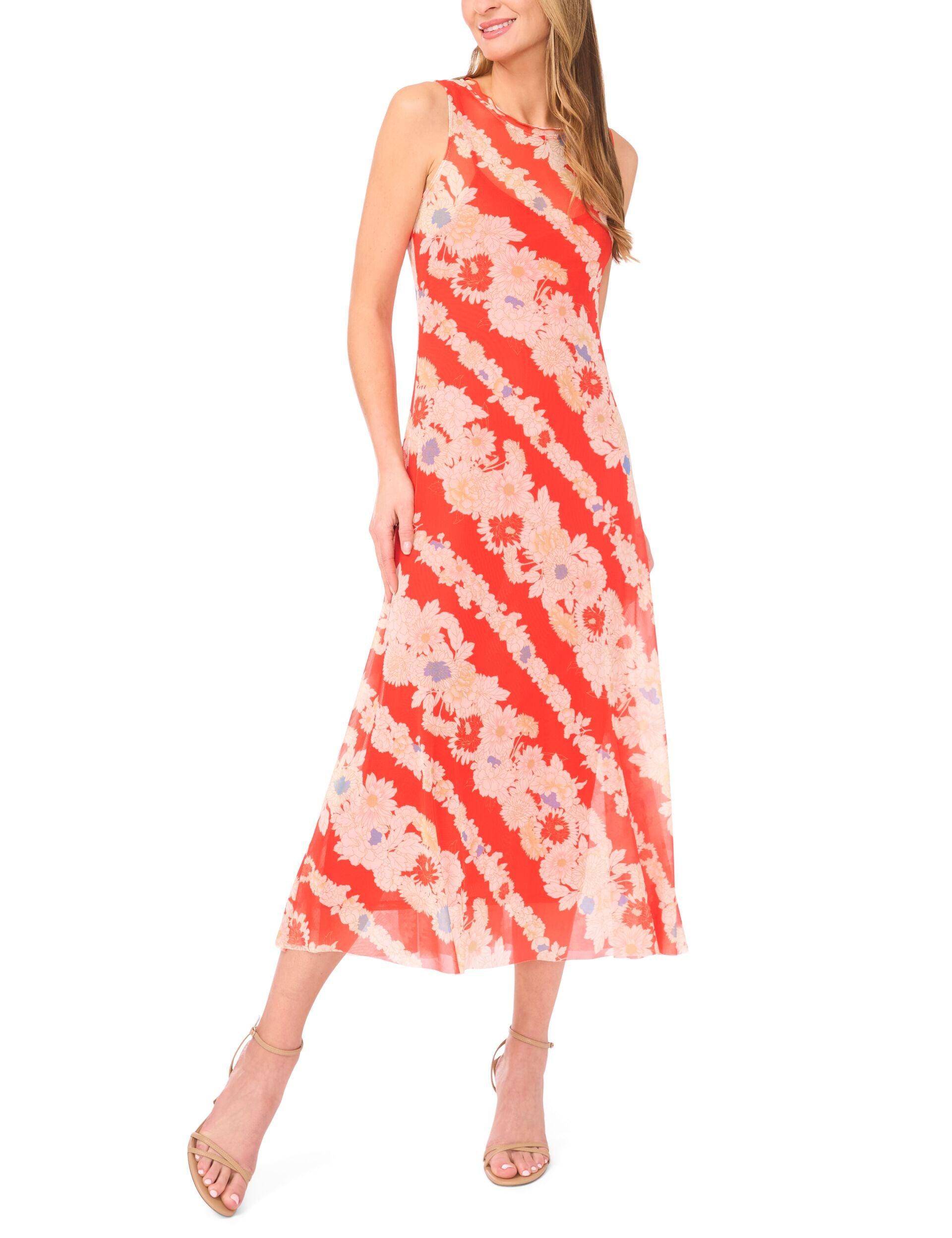 Floral Stripe Sleeveless Mesh Midi Dress by TED BAKER