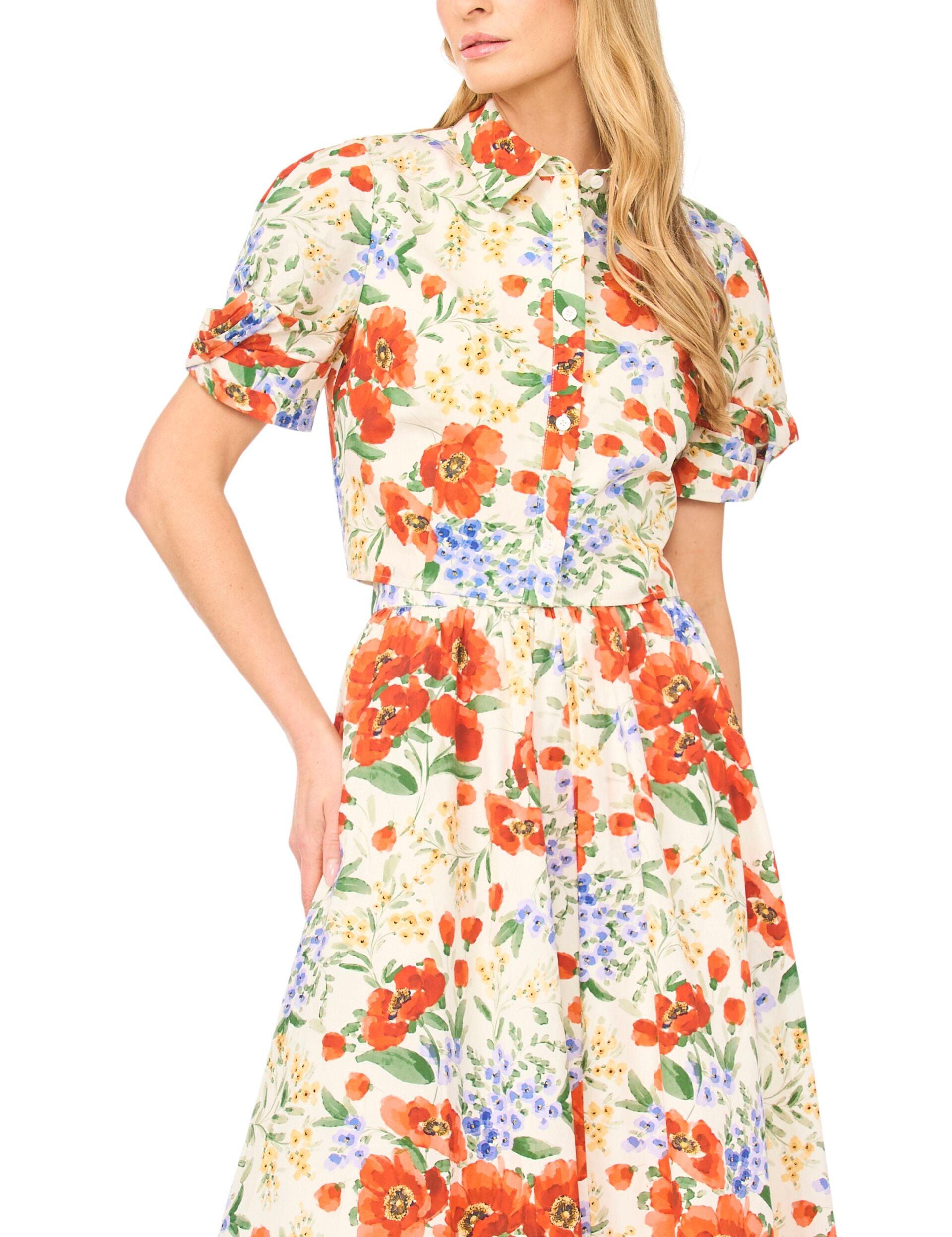 Floral Twist Sleeve Cropped Shirt by TED BAKER