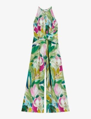 Floral-print halterneck woven jumpsuit by TED BAKER