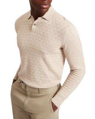 Gaten Long Sleeve Textured Stitch Polo by TED BAKER