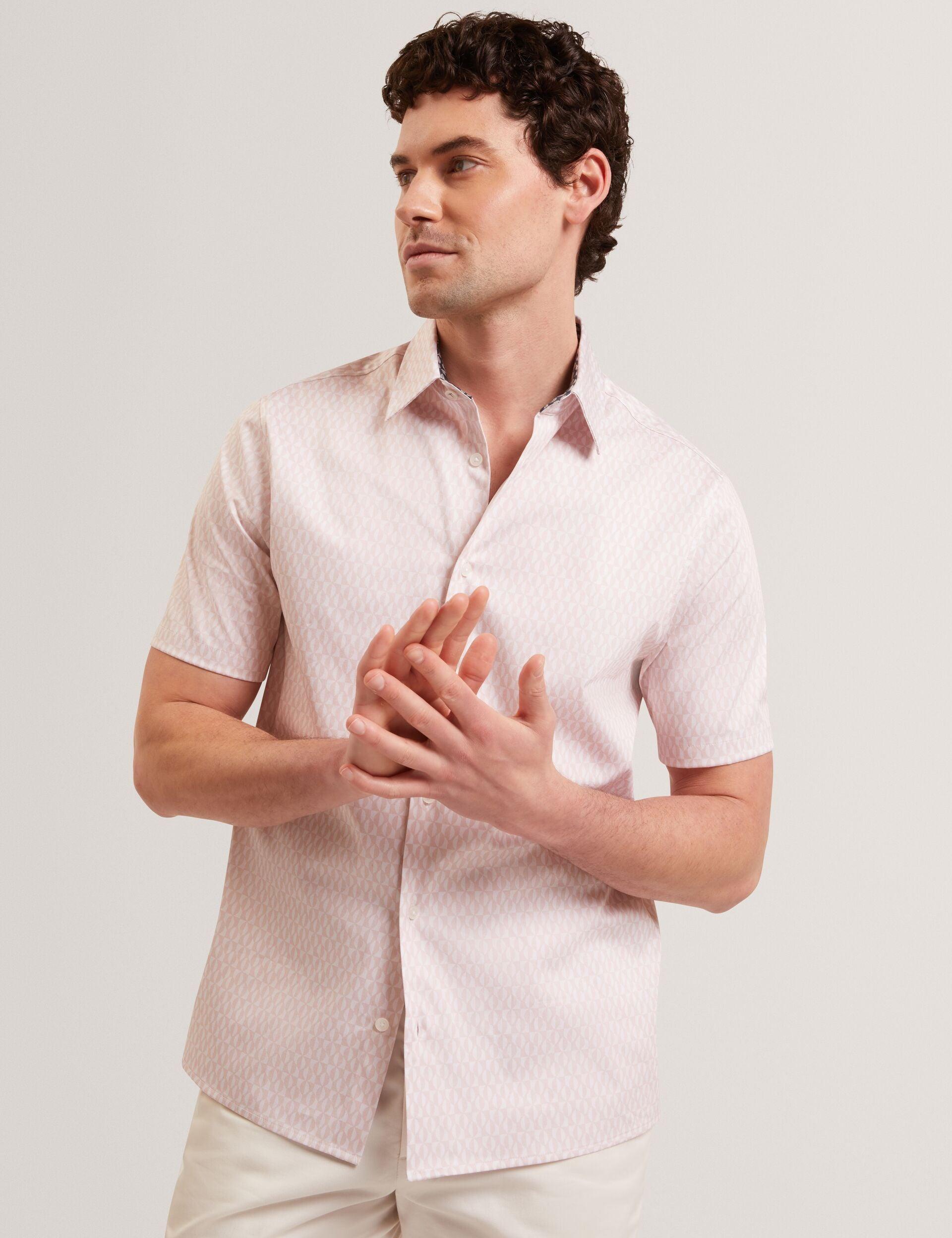 Geometric Leaf Print Short Sleeve Shirt by TED BAKER