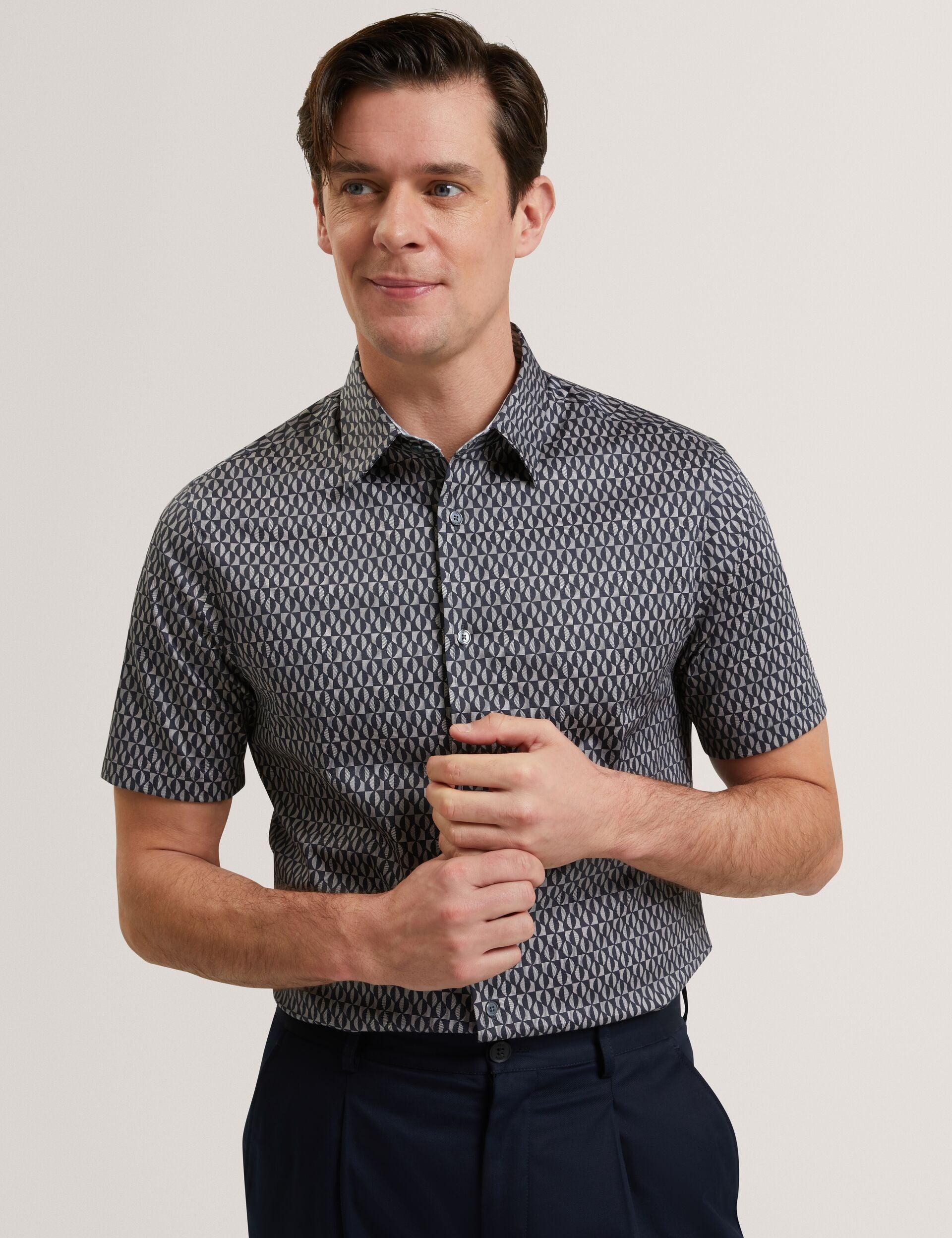 Geometric Leaf Print Short Sleeve Shirt by TED BAKER