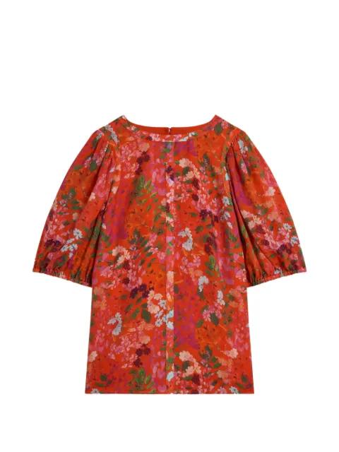 Hahtie floral-print puff-sleeve top by TED BAKER