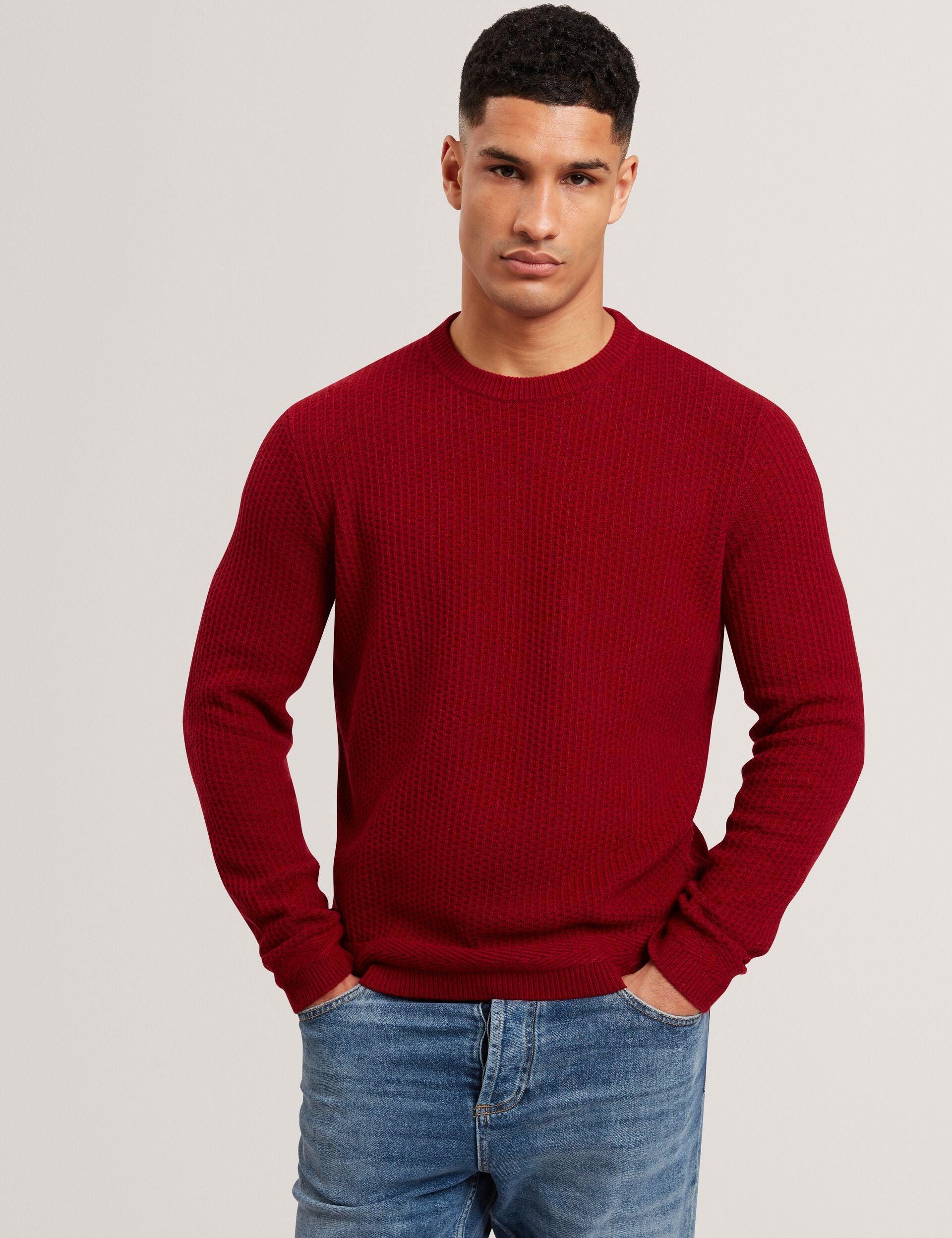 Herringbone Trim Textured Knit Sweater by TED BAKER