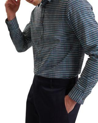 Huayna Long Sleeve Regular Fit Blurred Check Geo Shirt by TED BAKER