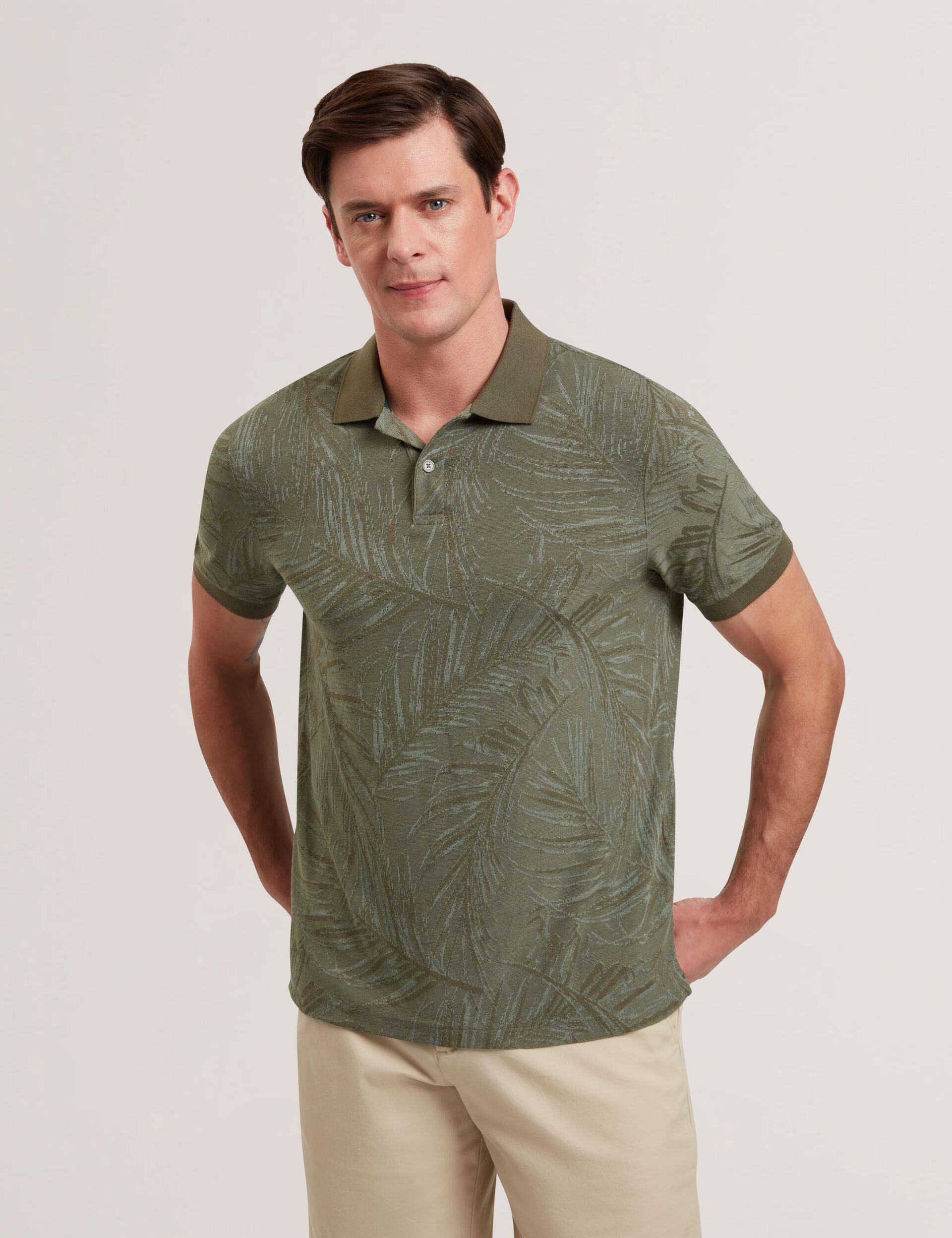 Jacquard Leaf Print Short Sleeve Polo by TED BAKER