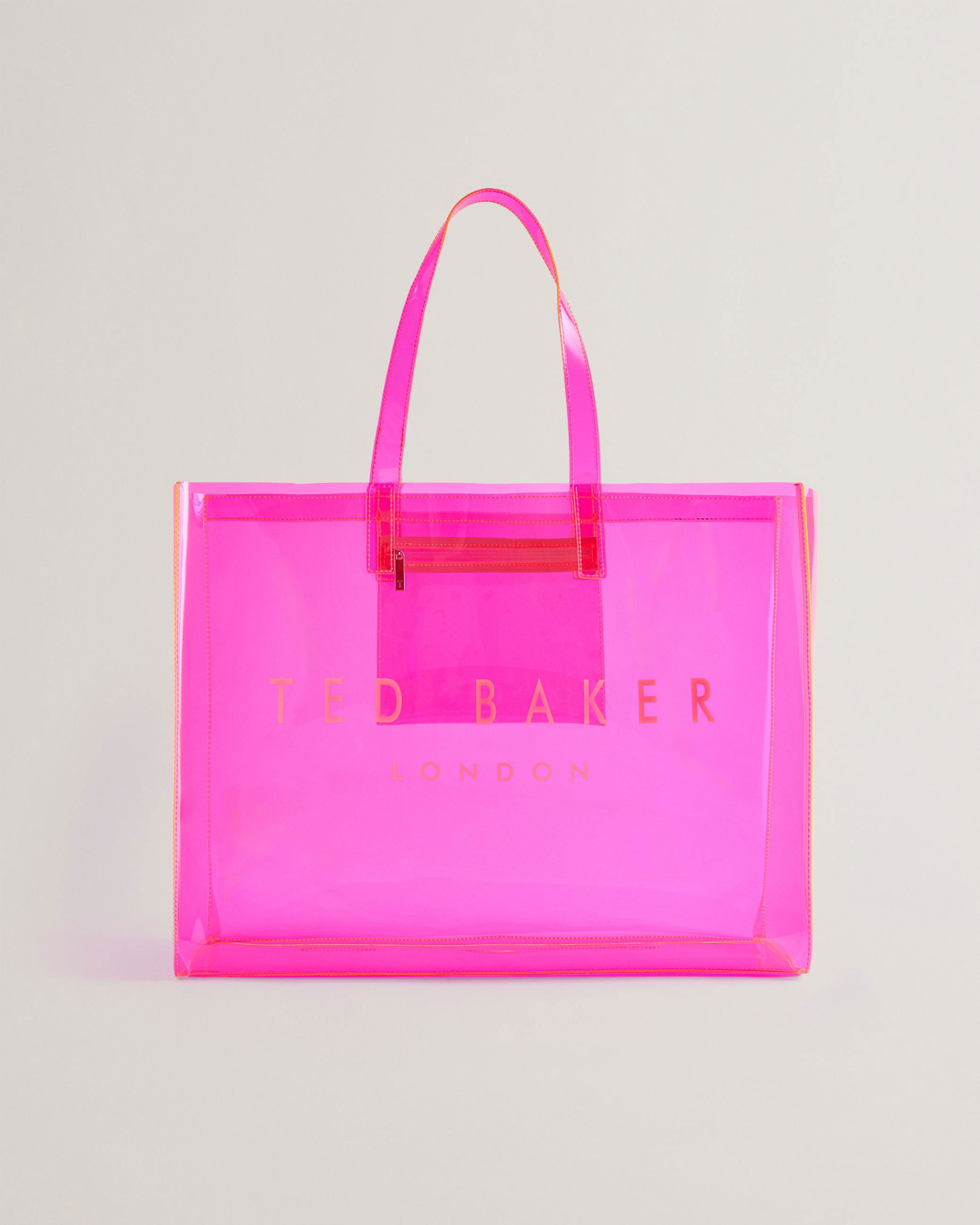 Large Transparent Vinyl Icon Bag - SHEAKON - Bright Pink by TED BAKER