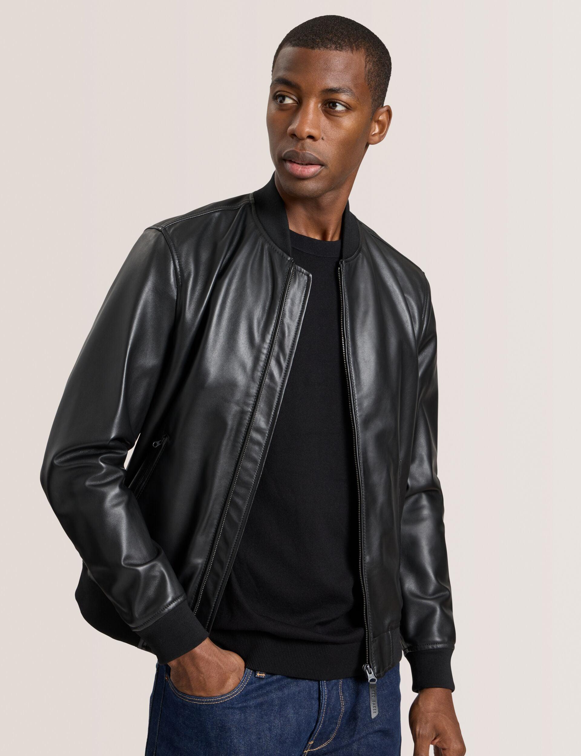Leather Bomber Jacket by TED BAKER