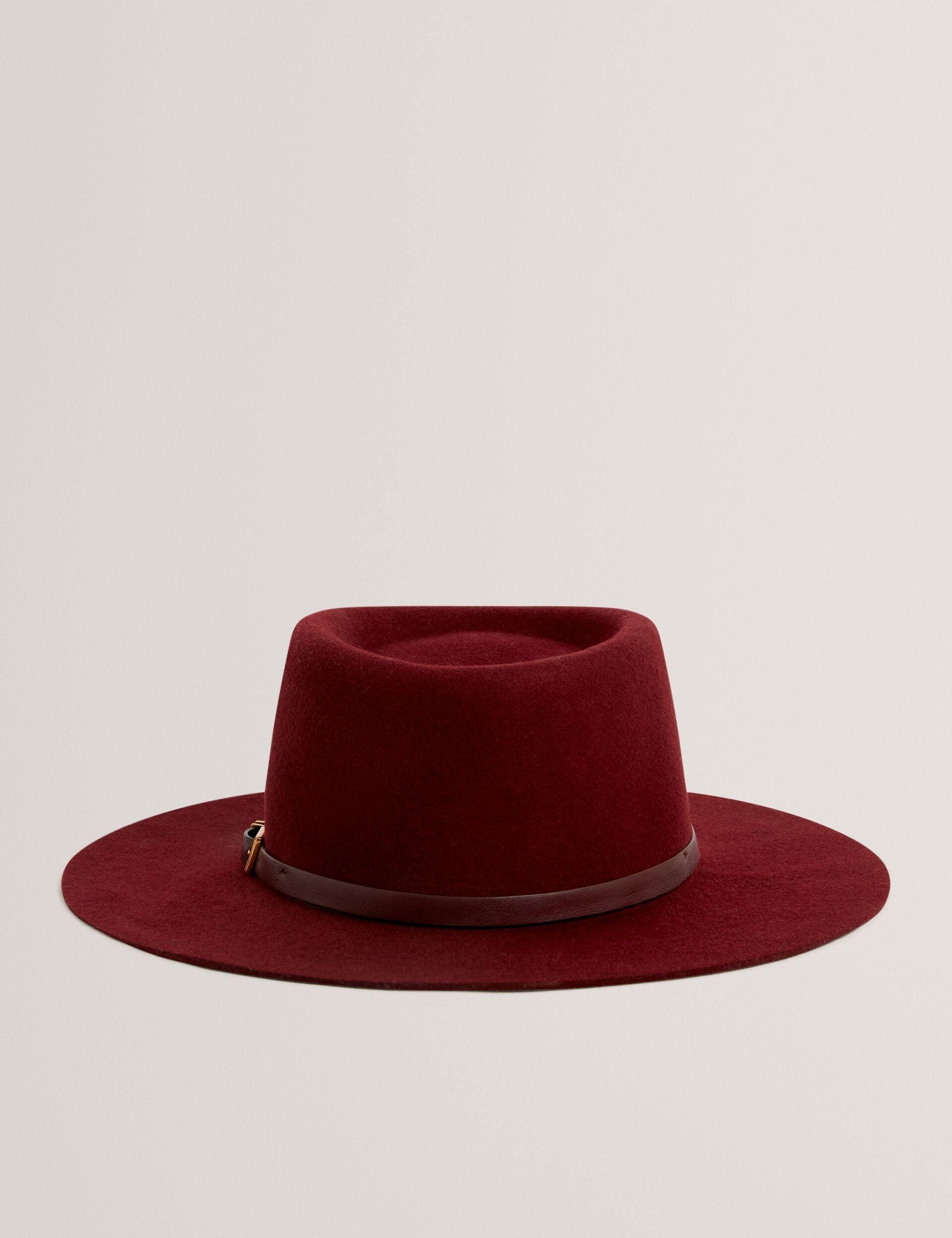 Leather Buckle Pure Wool Fedora Hat by TED BAKER