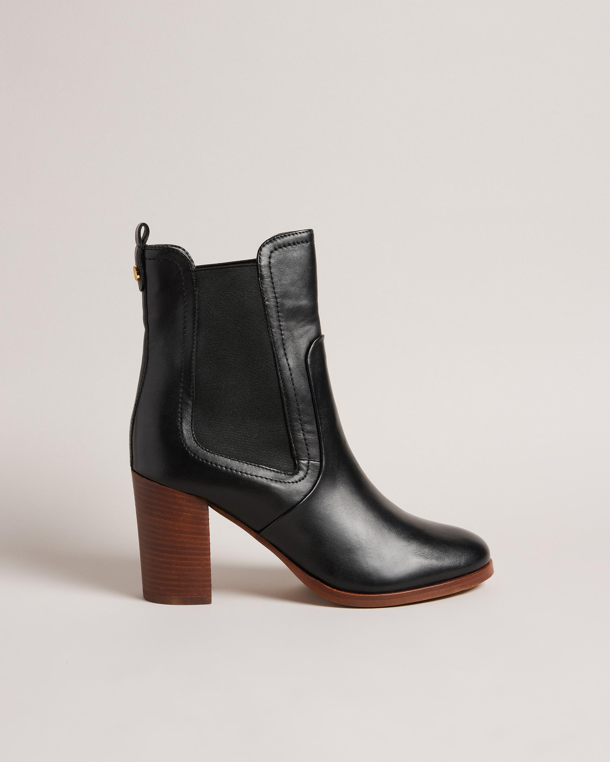 Leather Heeled Chelsea Boots - DAPHINA - Black by TED BAKER