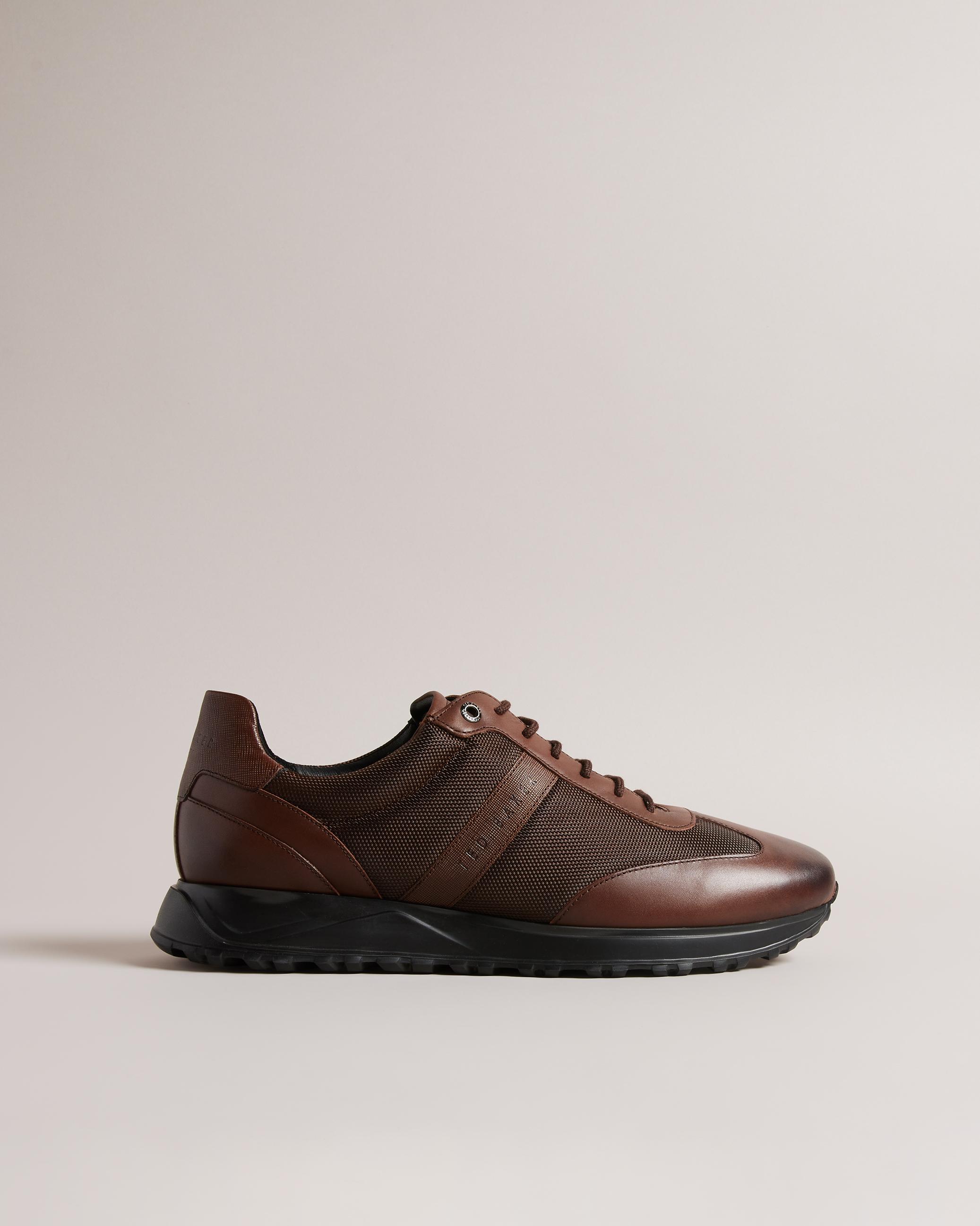 Leather Light Sole Trainers - MARCKUS - Brown by TED BAKER | jellibeans