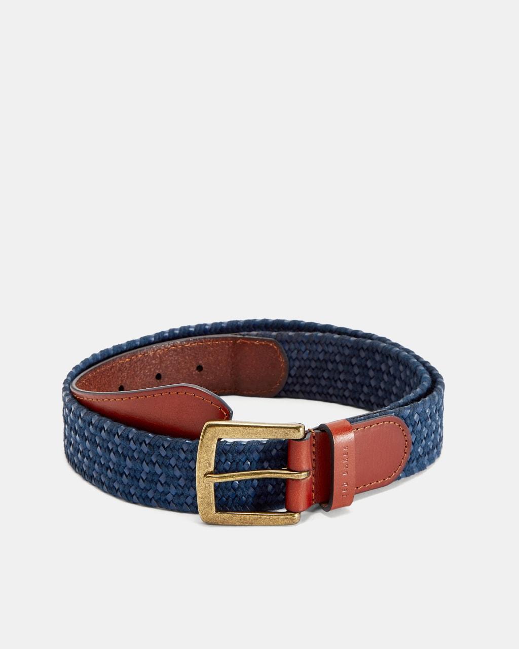 Leather Woven Belt - GALAN - Navy by TED BAKER