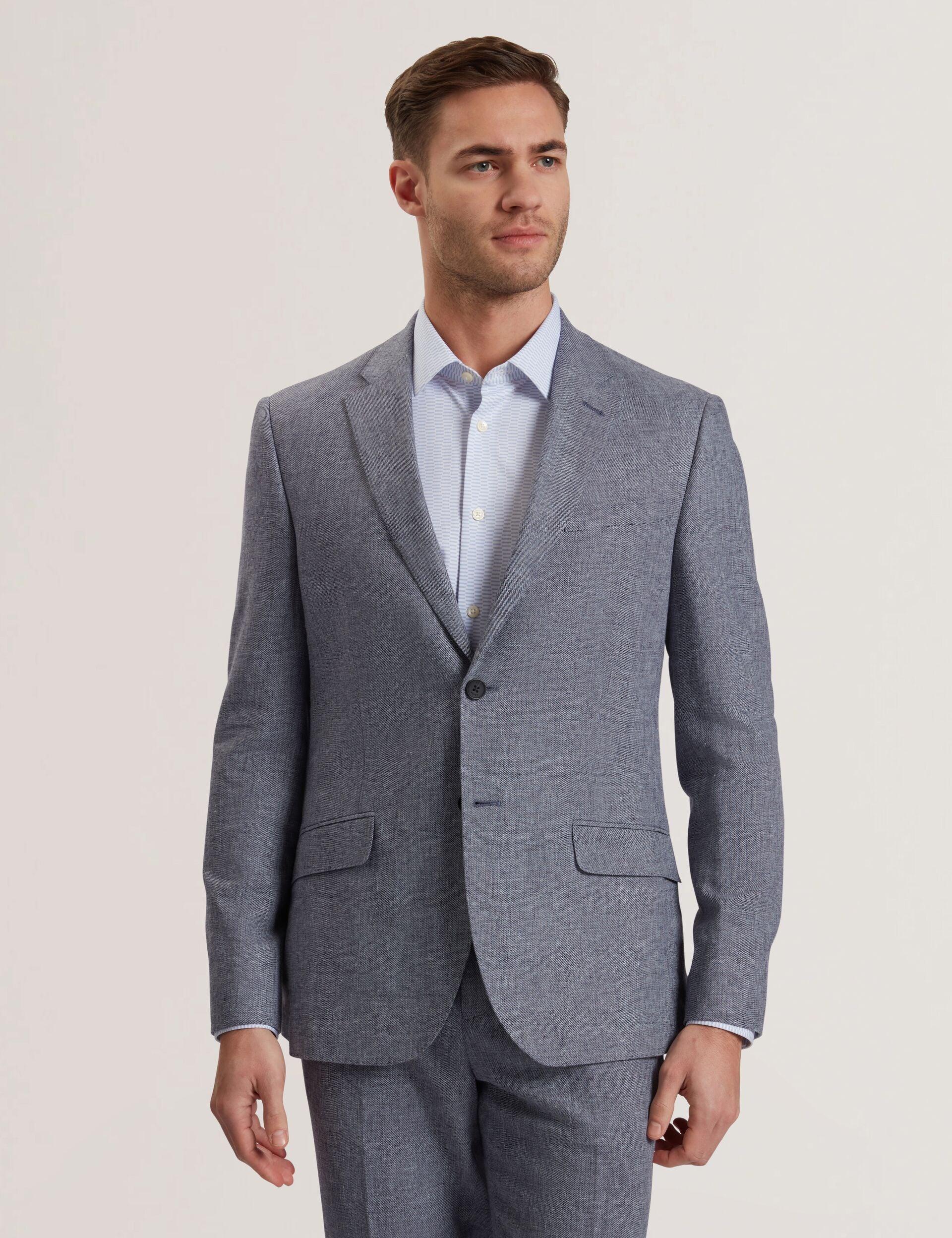Linen Cotton Single Breasted Blazer by TED BAKER