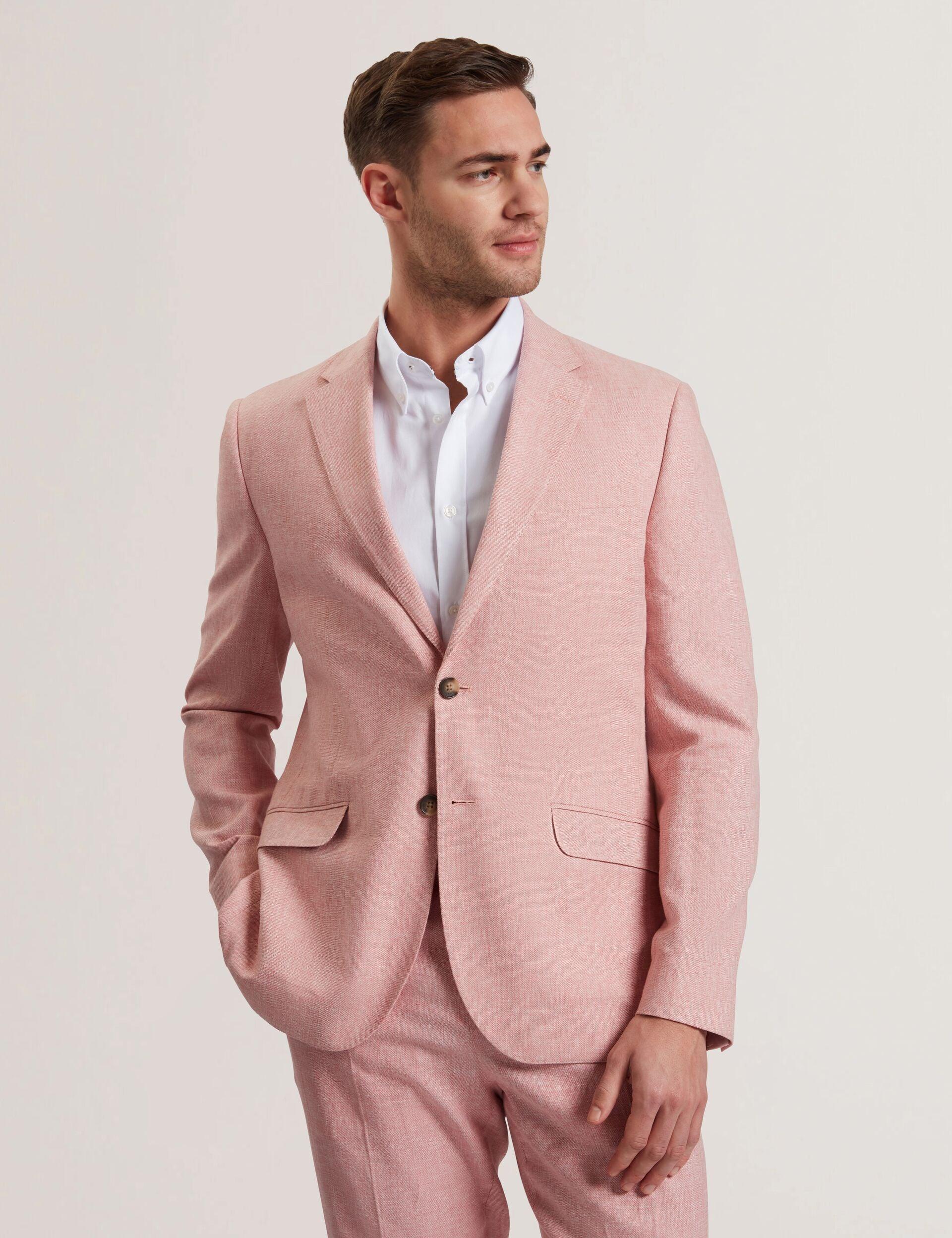 Linen Cotton Single Breasted Blazer by TED BAKER