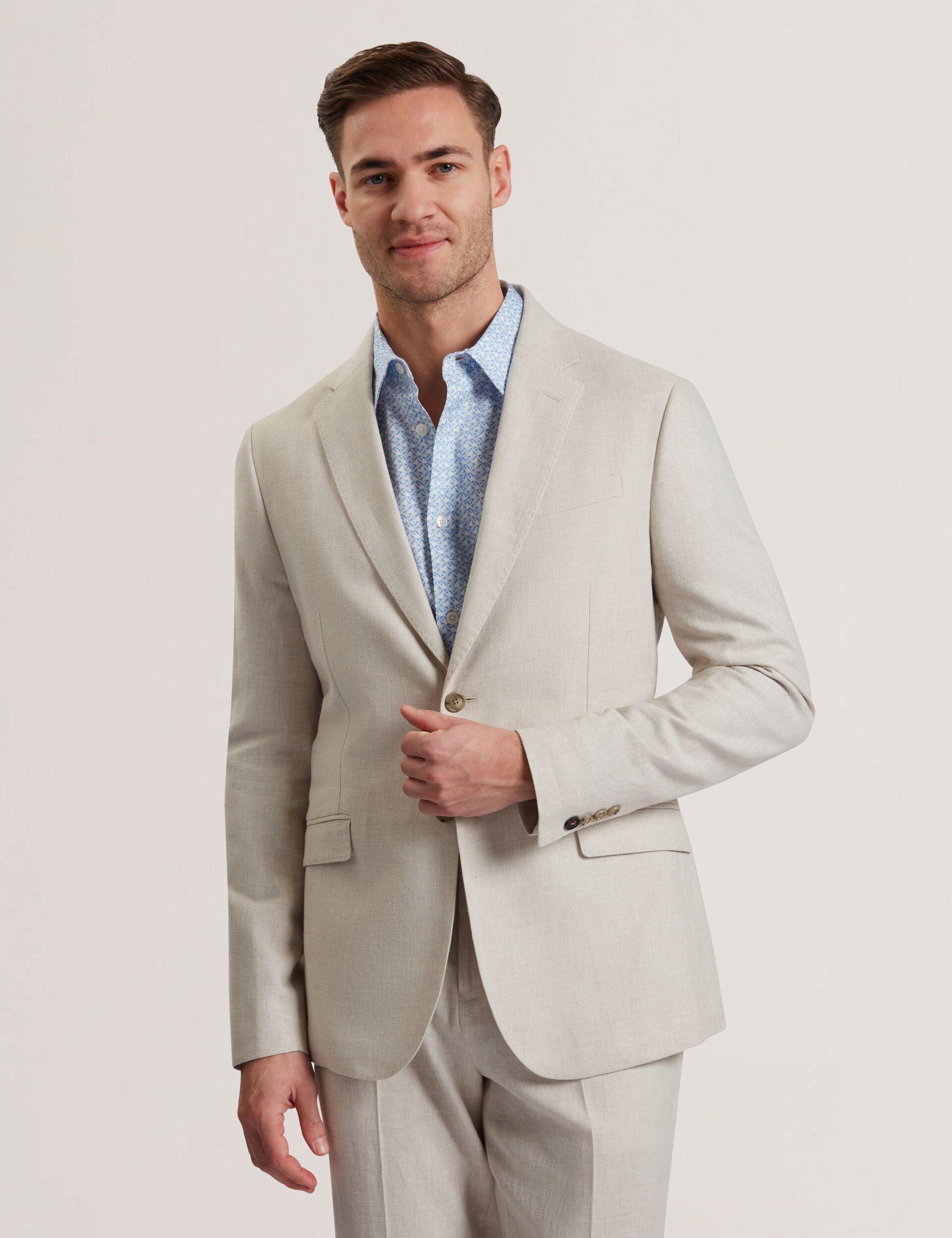 Linen Cotton Single Breasted Blazer by TED BAKER