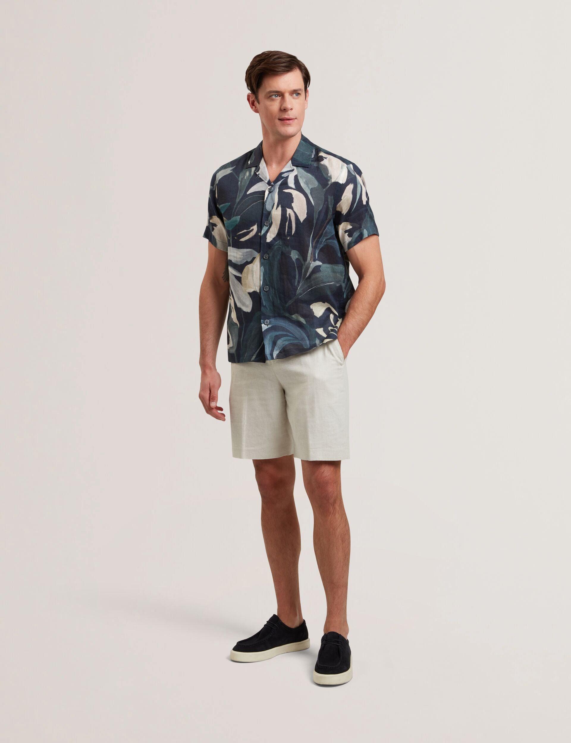 Linen Cotton Woven Tailored Shorts by TED BAKER